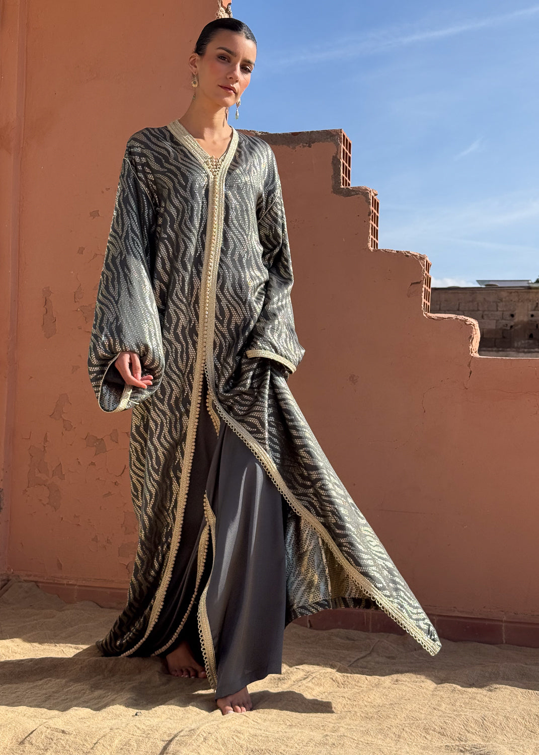 Nada Two-Piece Silk Kaftan by Moroccan Touch