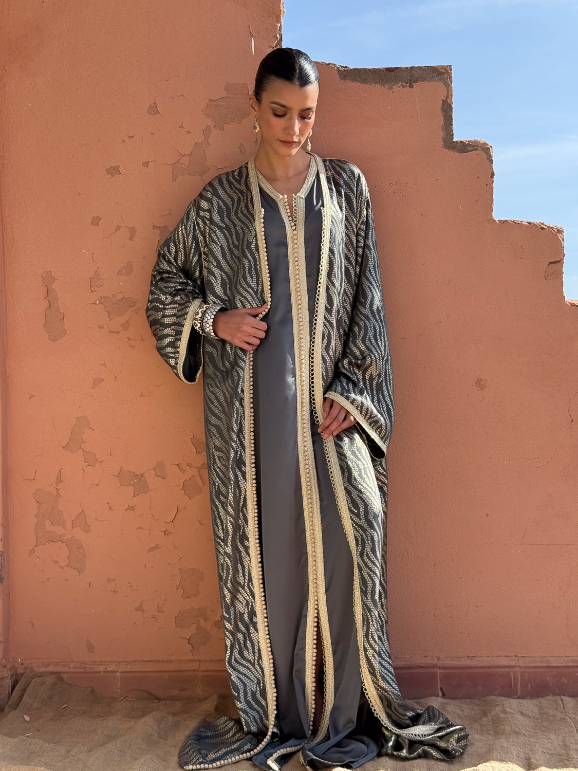 Nada Two-Piece Silk Kaftan by Moroccan Touch