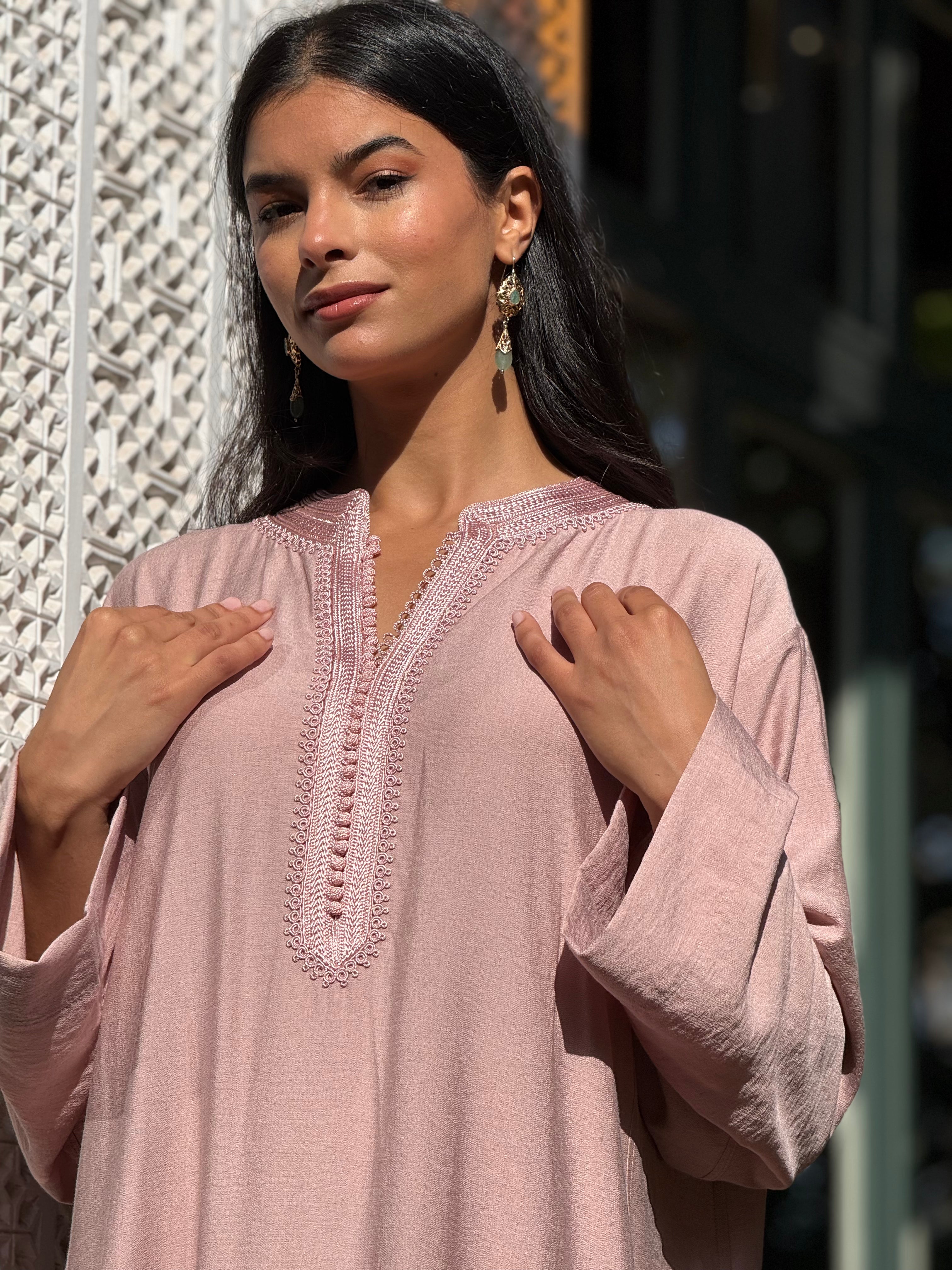LYNE HAND EMBROIDERED LINEN KAFTAN