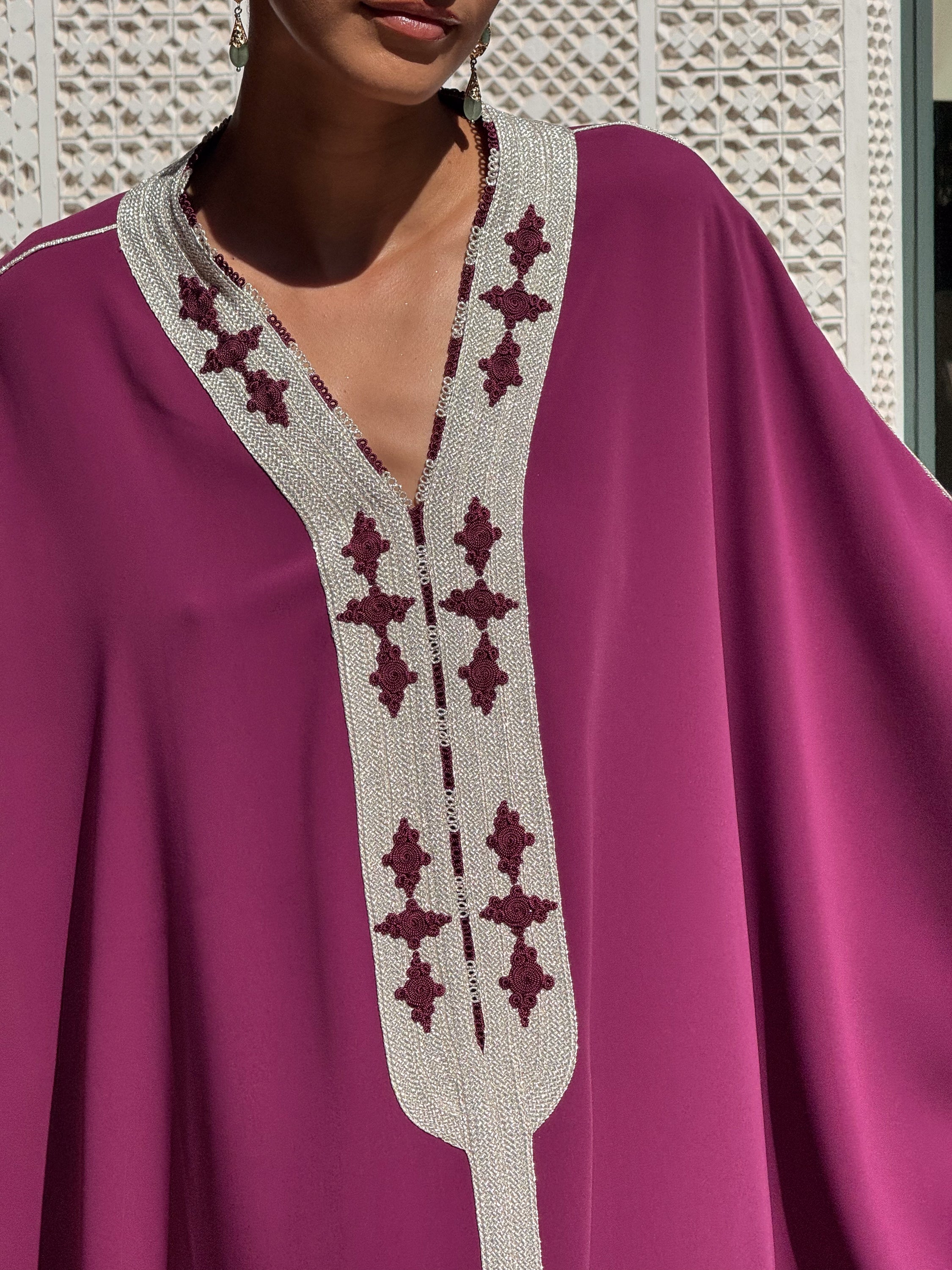 WADIA Oversized Kaftan with Hand-Embroidered Statement Neckline