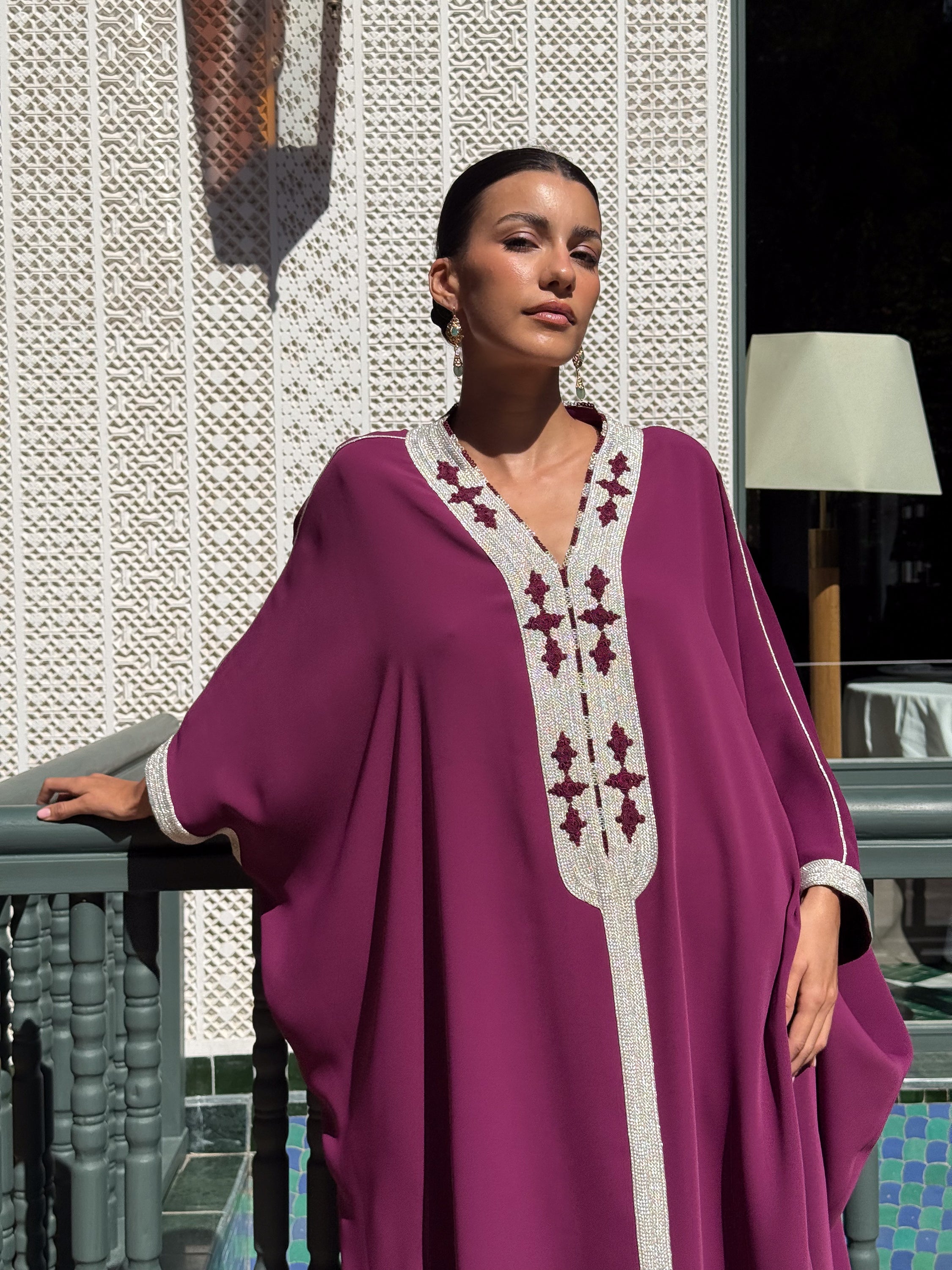 WADIA Oversized Kaftan with Hand-Embroidered Statement Neckline