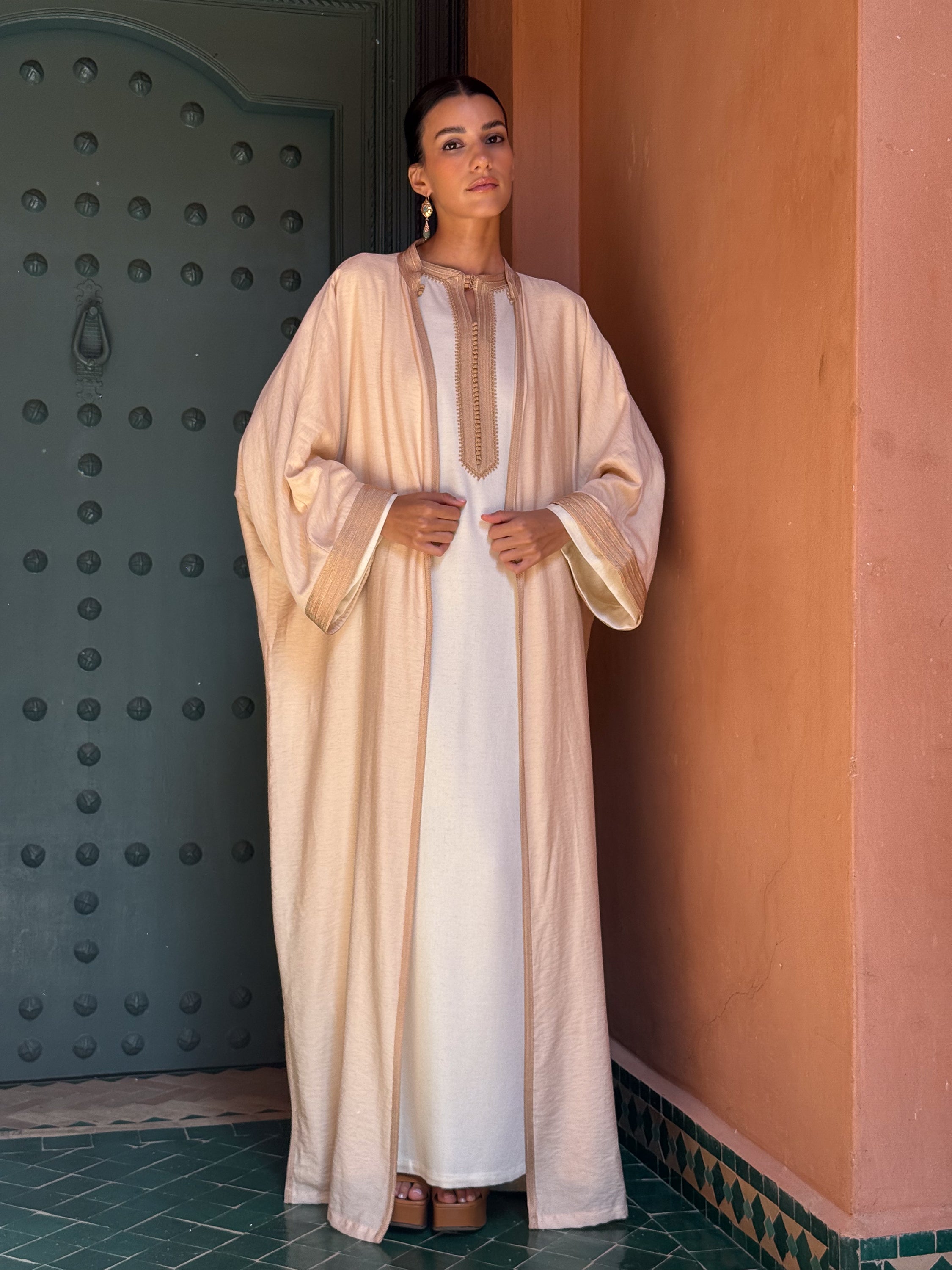 Ghader 2-Piece Linen Kaftan Set in Bicolor