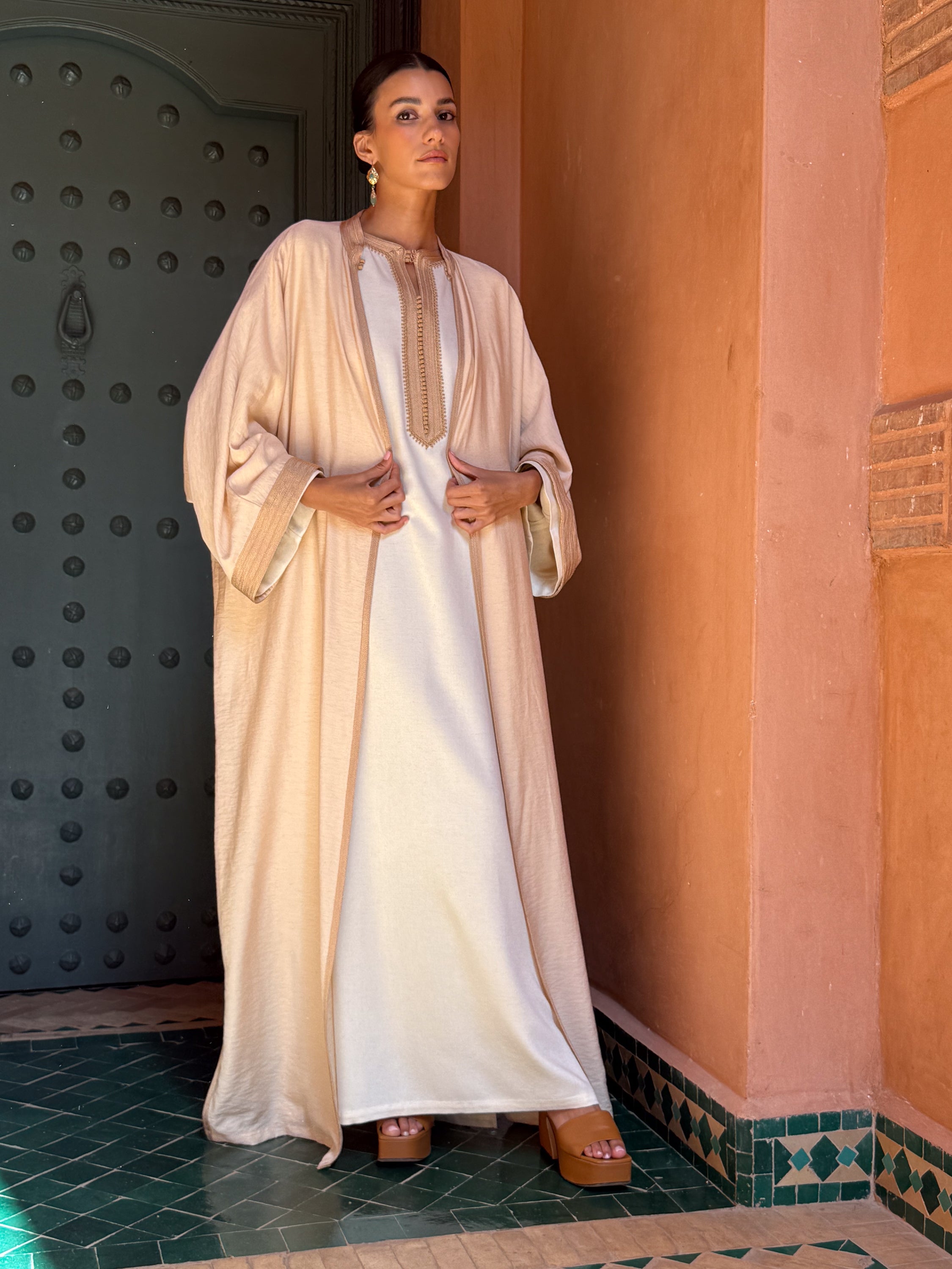 Ghader 2-Piece Linen Kaftan Set in Bicolor