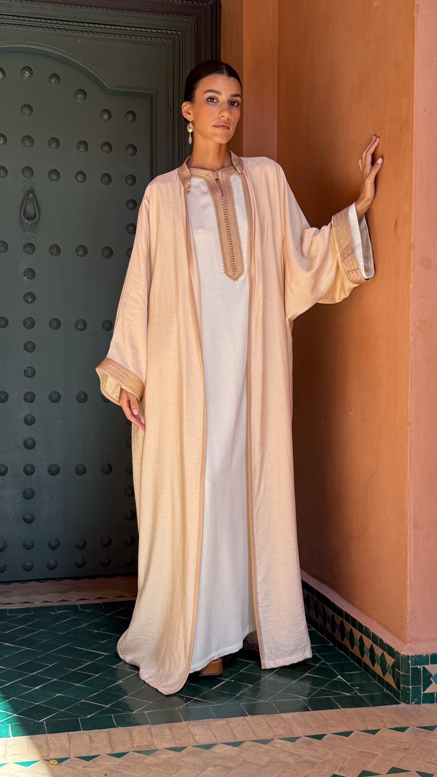 Ghader 2-Piece Linen Kaftan Set in Bicolor