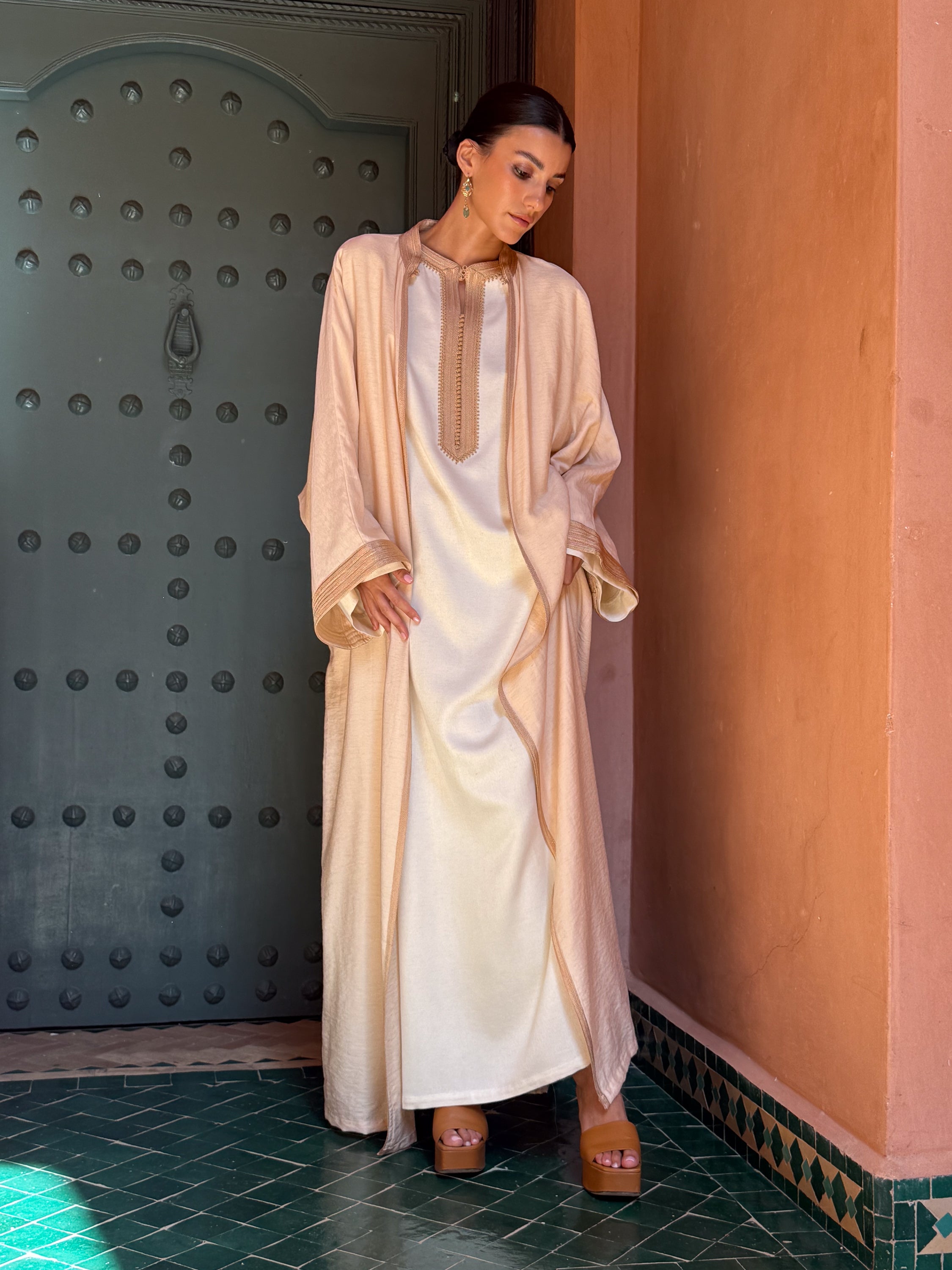 Ghader 2-Piece Linen Kaftan Set in Bicolor