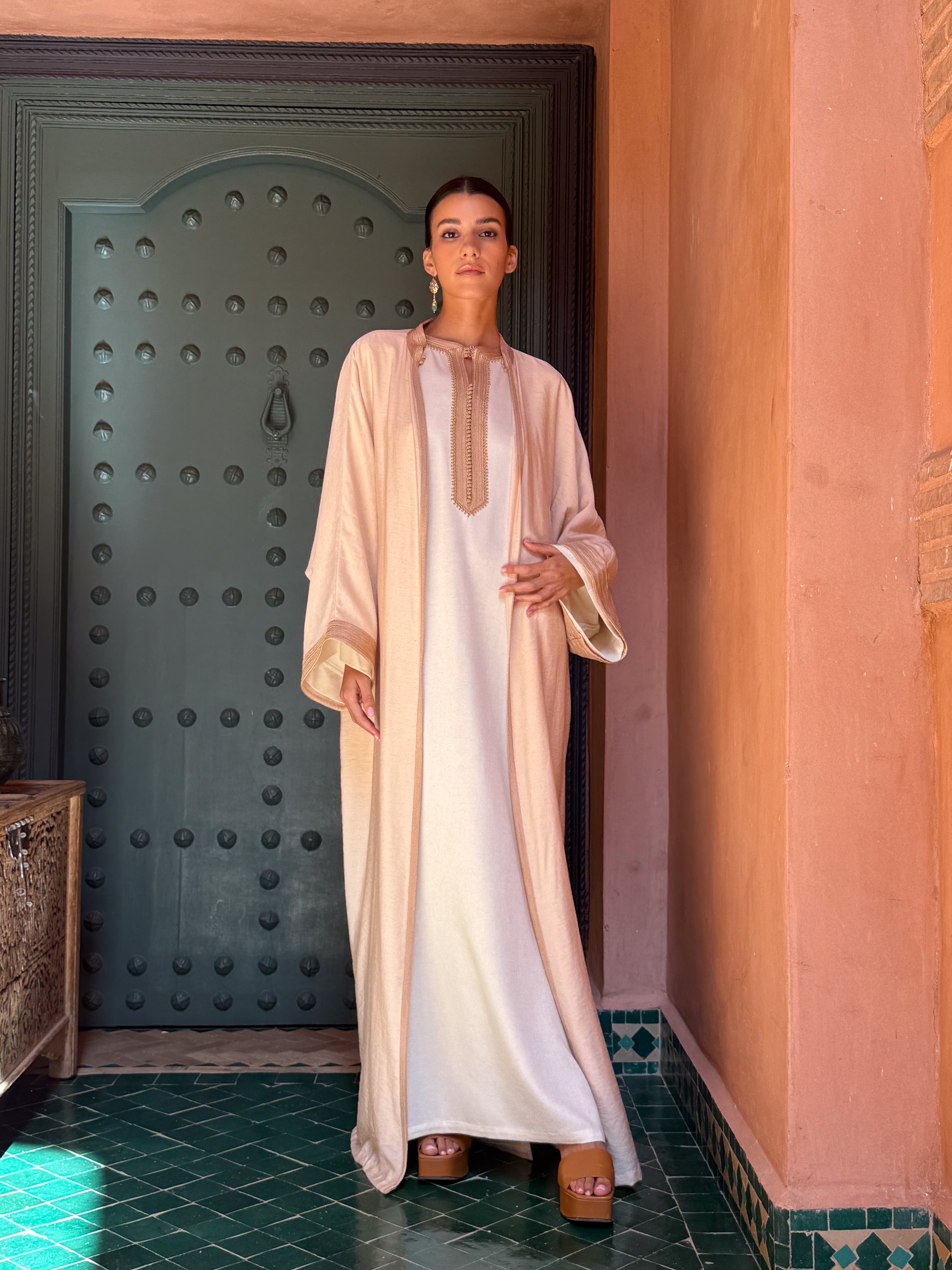 Ghader 2-Piece Linen Kaftan Set in Bicolor