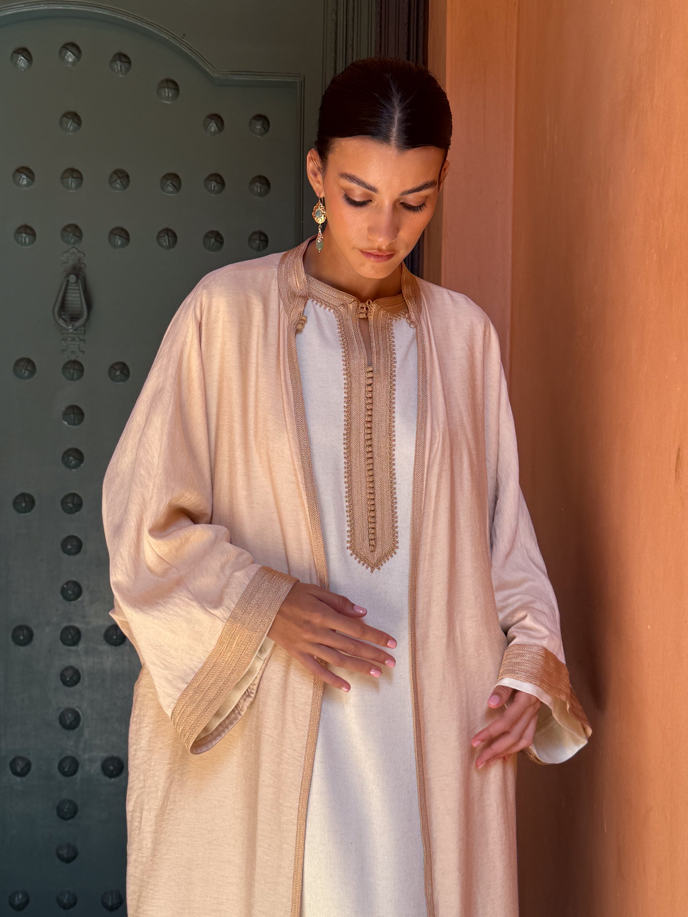 Ghader 2-Piece Linen Kaftan Set in Bicolor