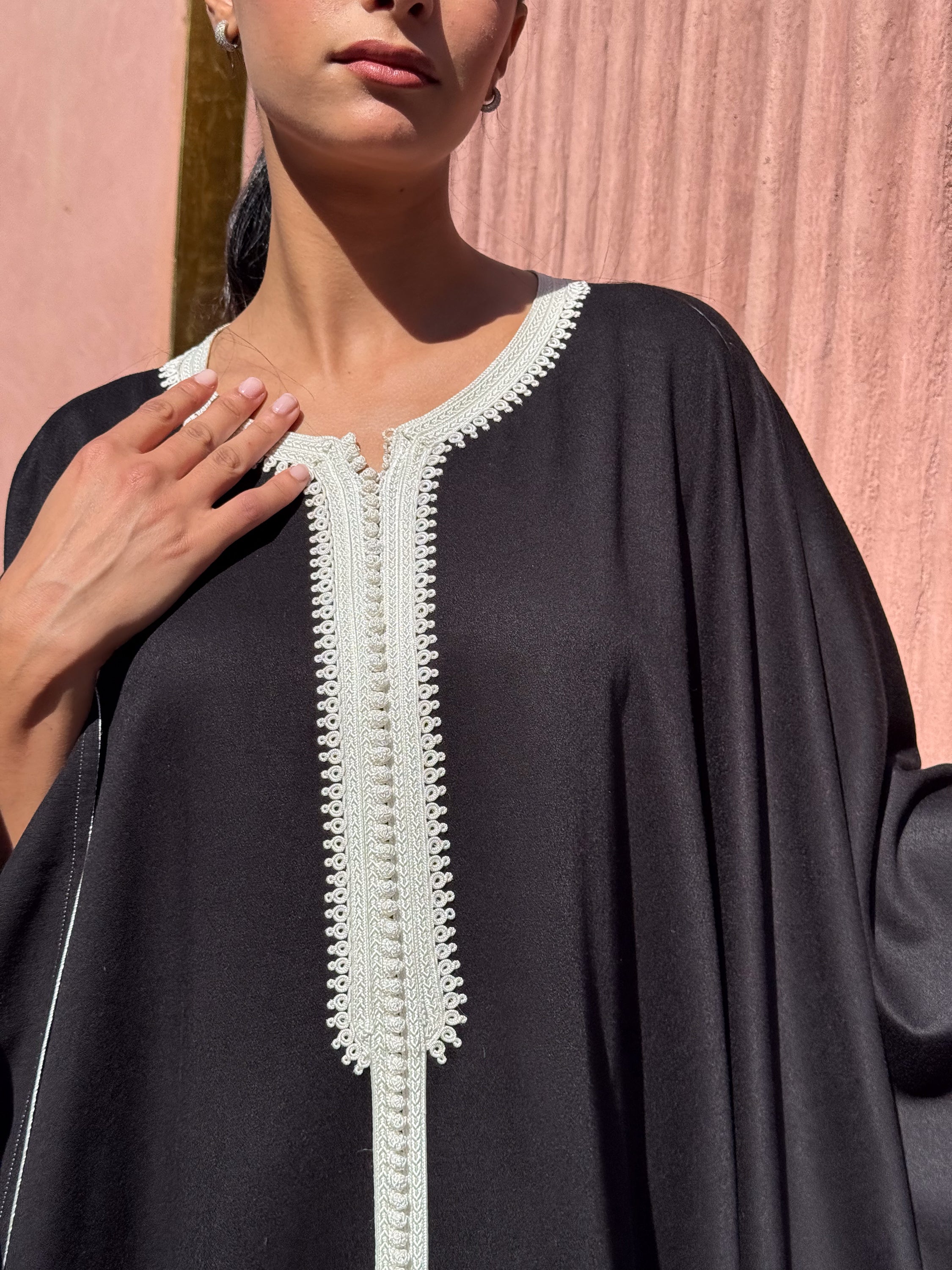 Zohraa Mlifa Embroidered Cape in Ivory