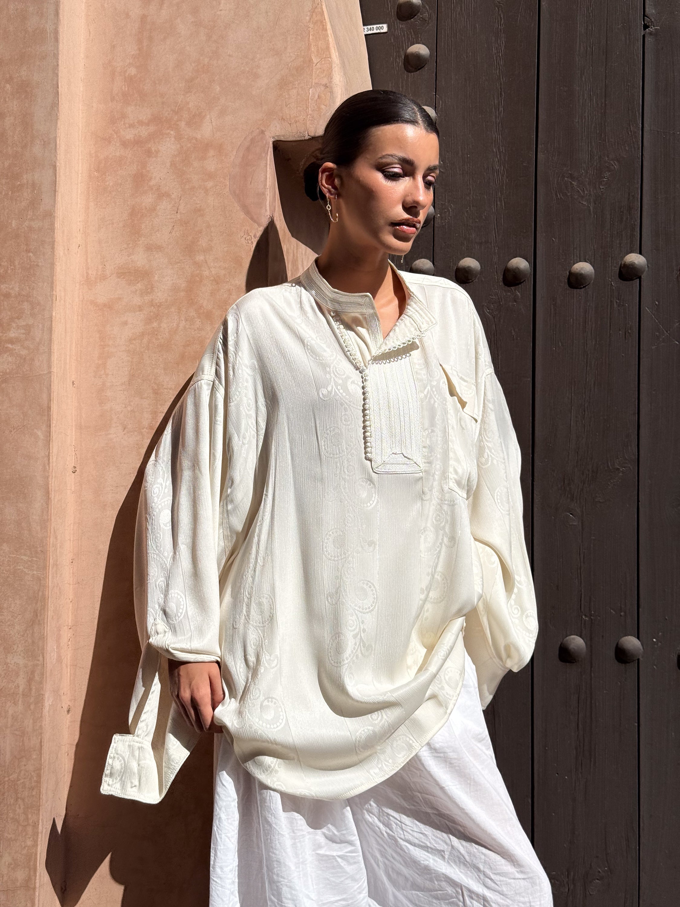 AFAK Oversized viscose Blouse with Statement Neckline