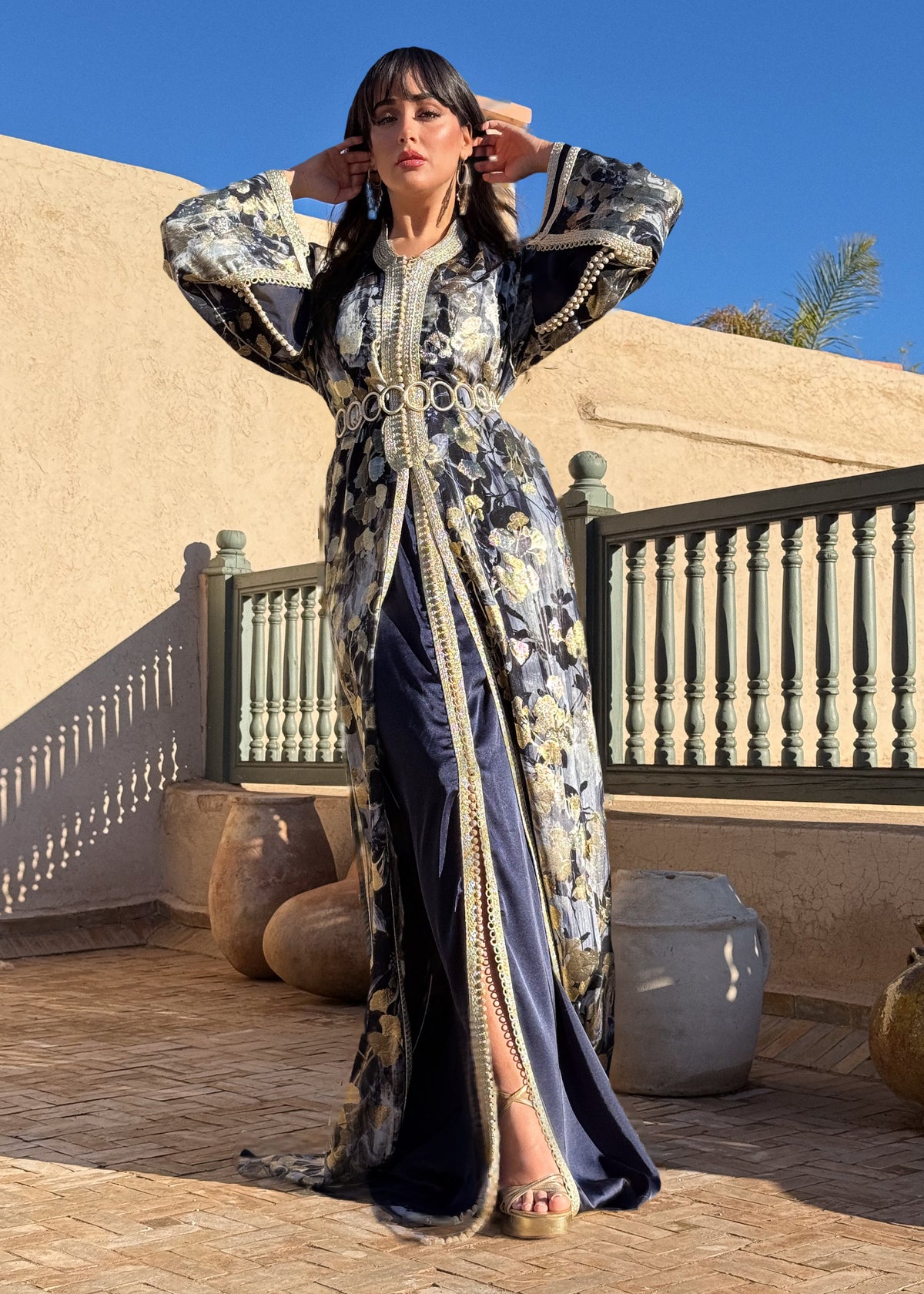 Daleen Two-Piece Silk Kaftan by Moroccan Touch