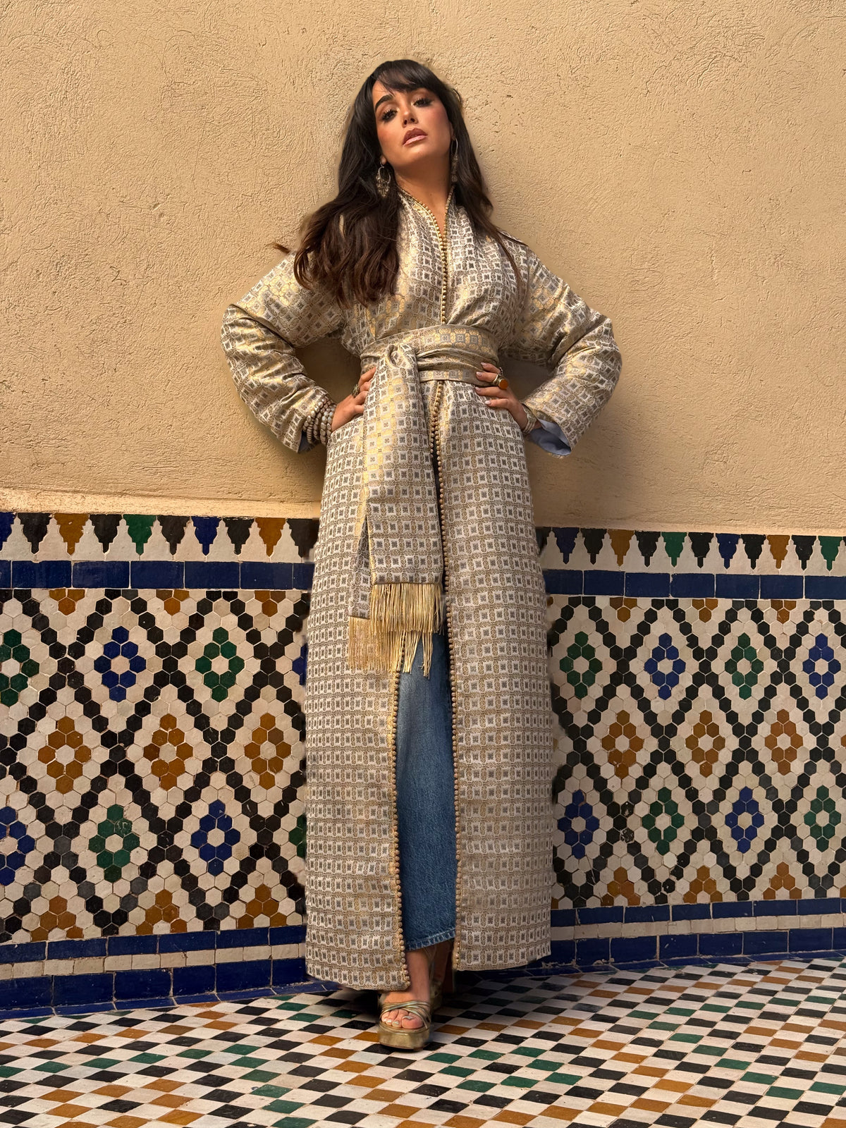 Rayna Silk Brocade Kimono Kaftan by Moroccan Touch