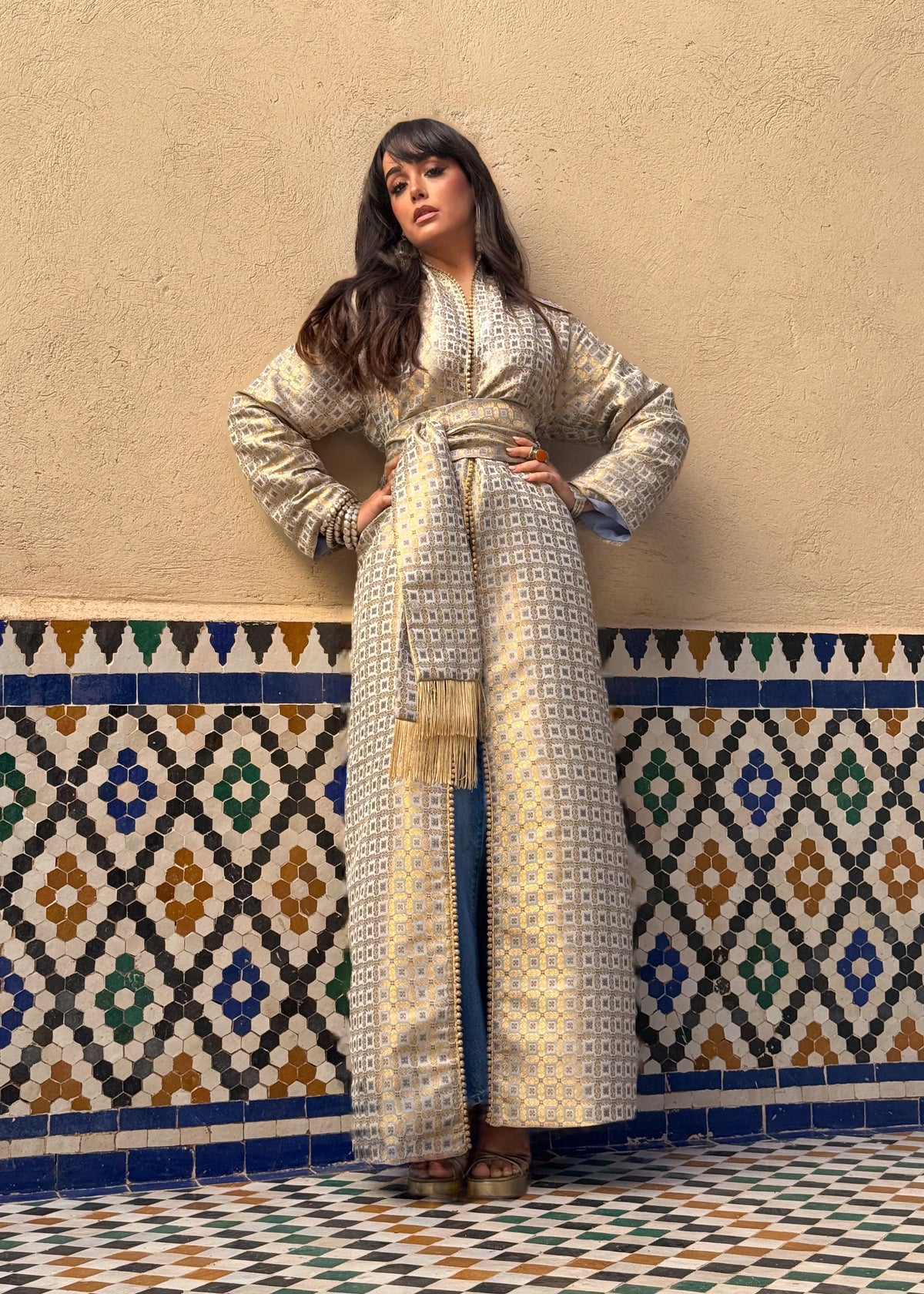 Rayna Silk Brocade Kimono Kaftan by Moroccan Touch