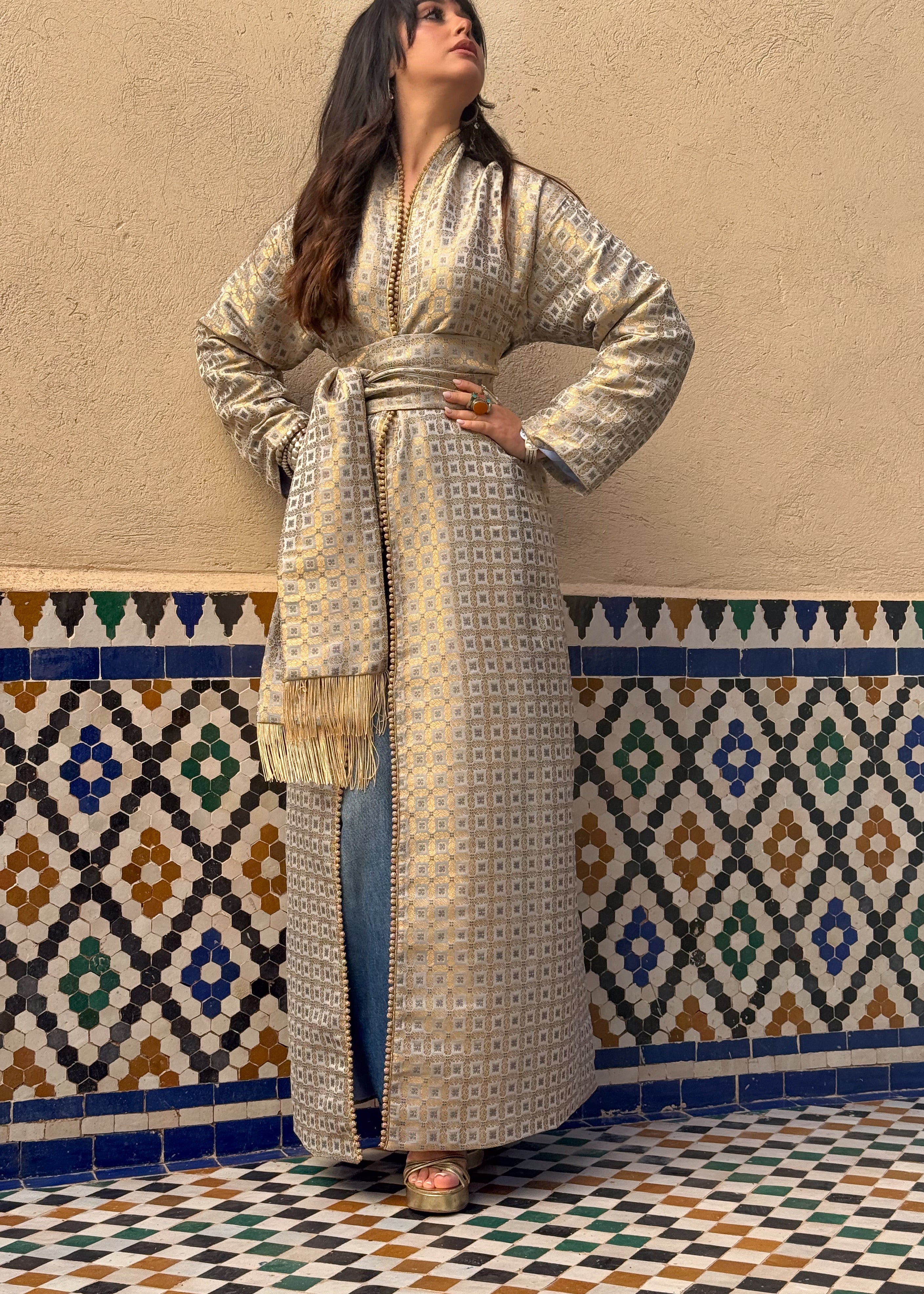 RAYNA SILK BROCADE KIMONO KAFTAN