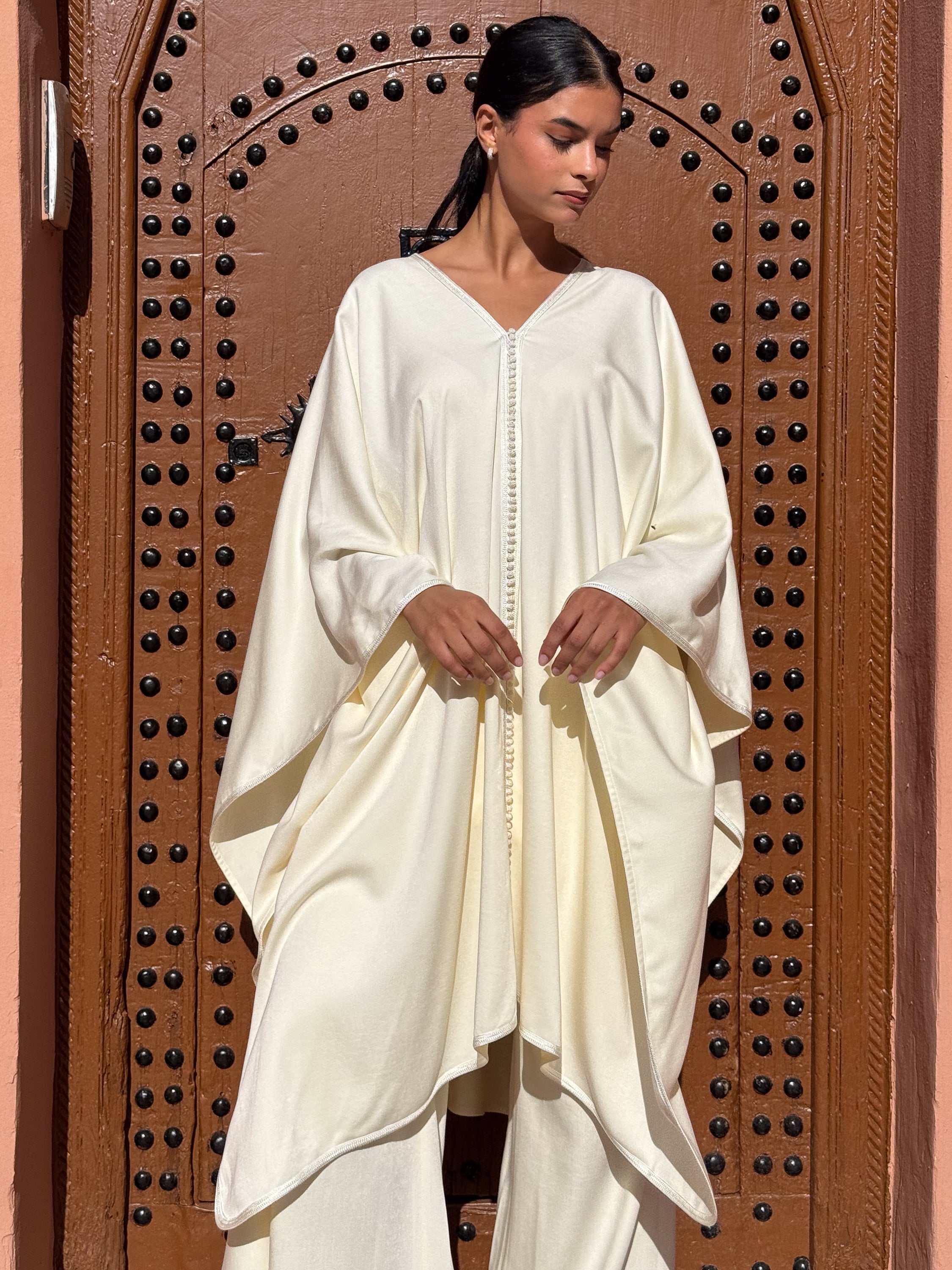 ZAHRA Handmade Embroidered Mlifa Cape & Pants Set