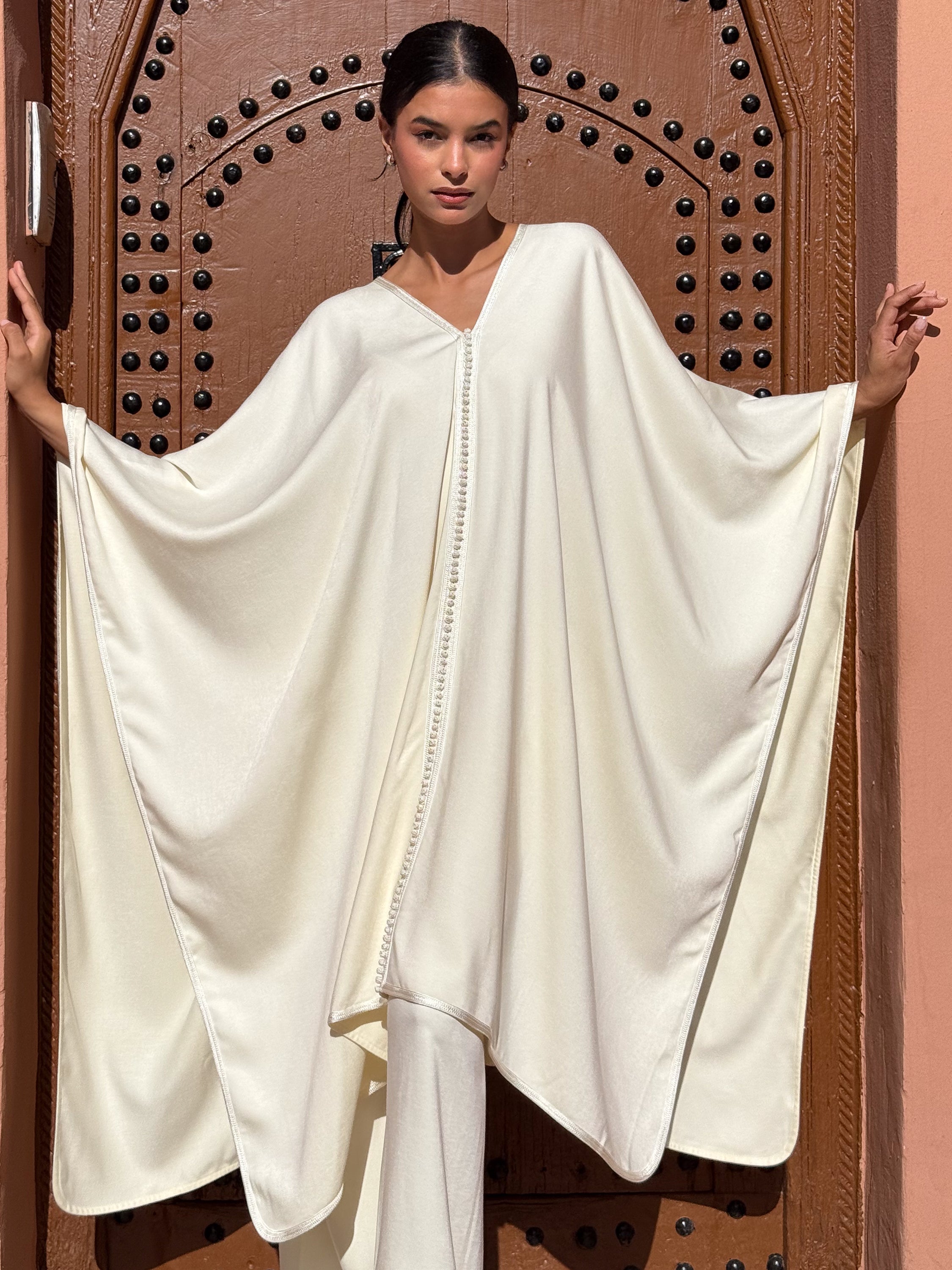 ZAHRA Handmade Embroidered Mlifa Cape & Pants Set