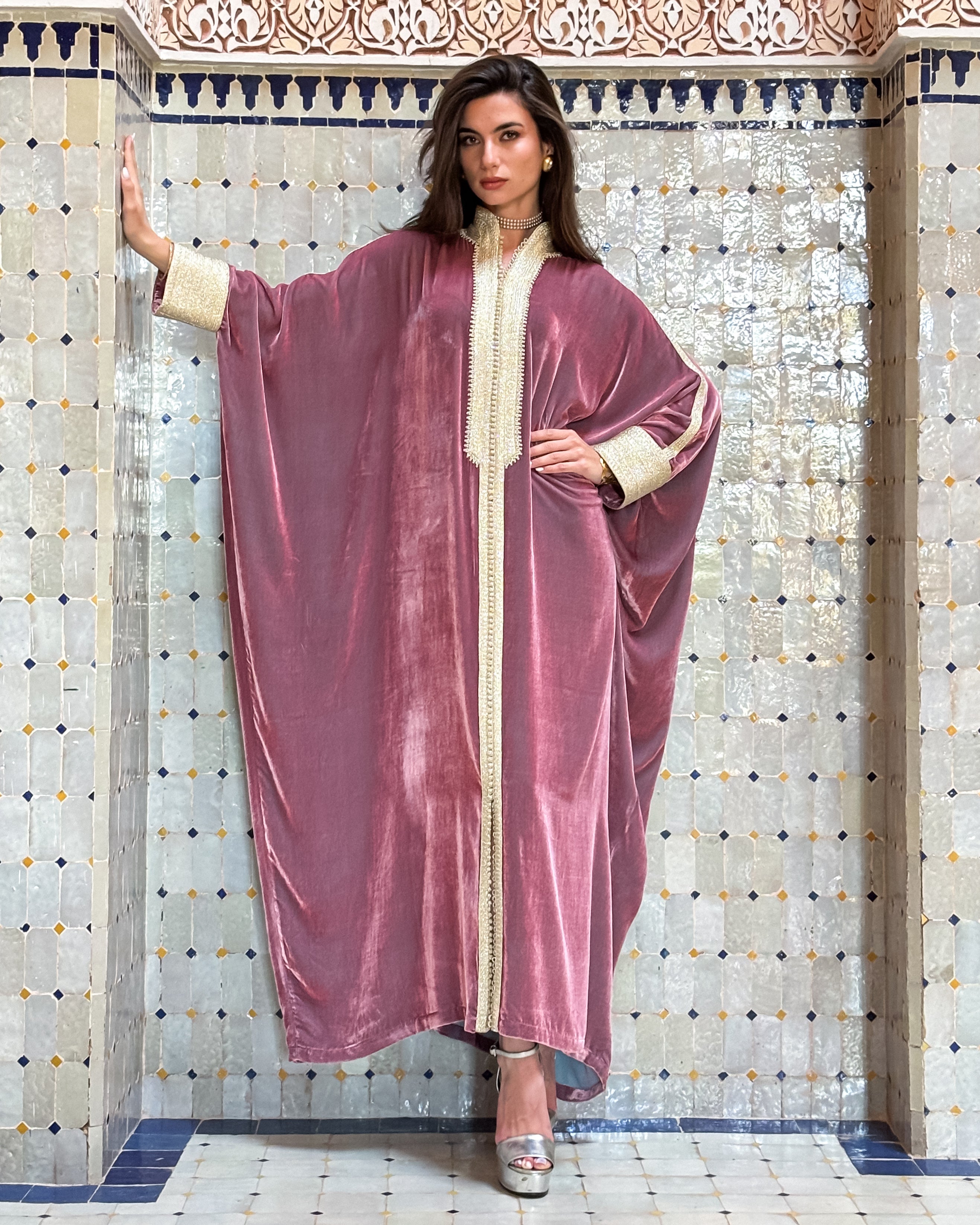 ZHOR SILK VELVET KAFTAN