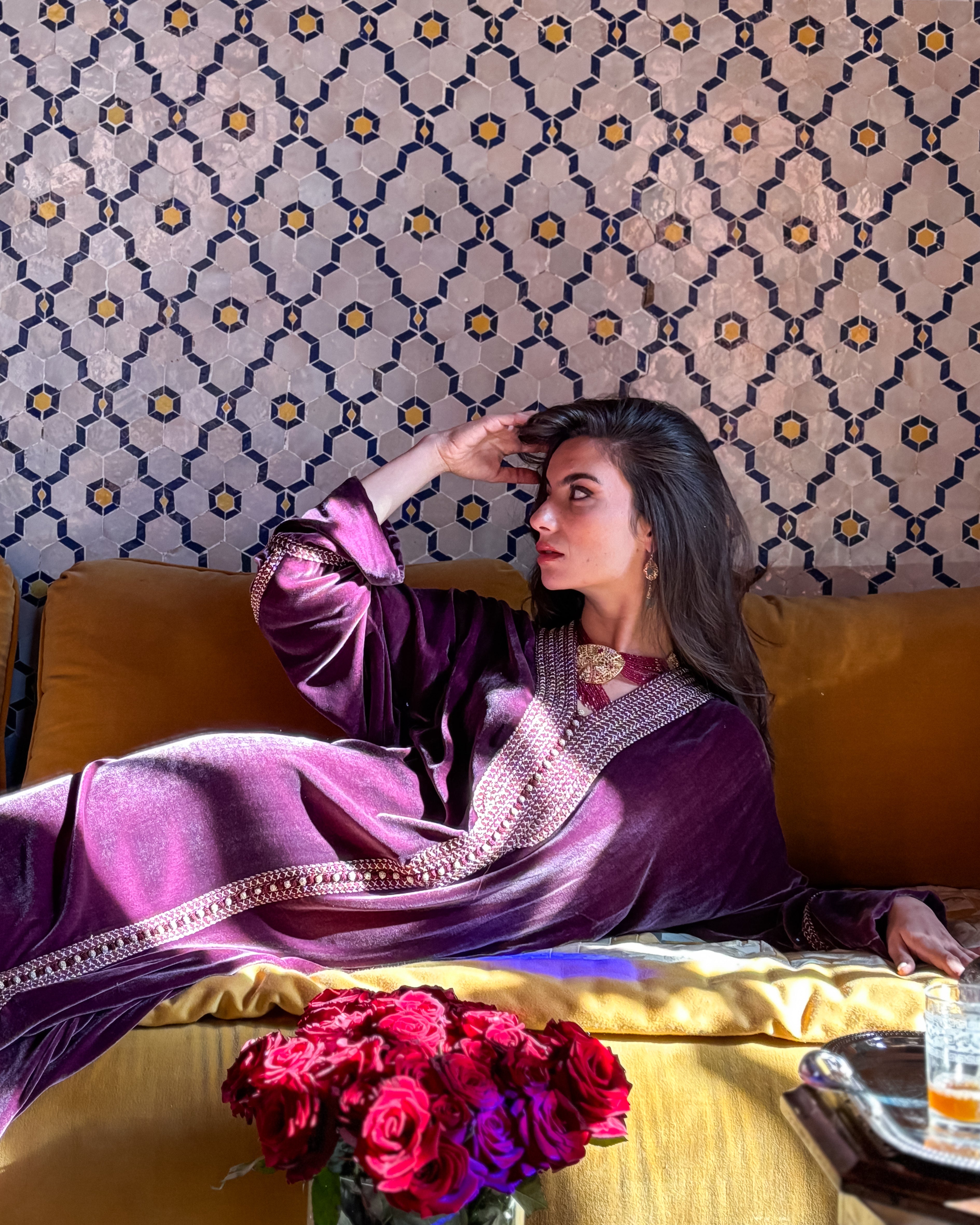 ELINE SILK VELVET KAFTAN