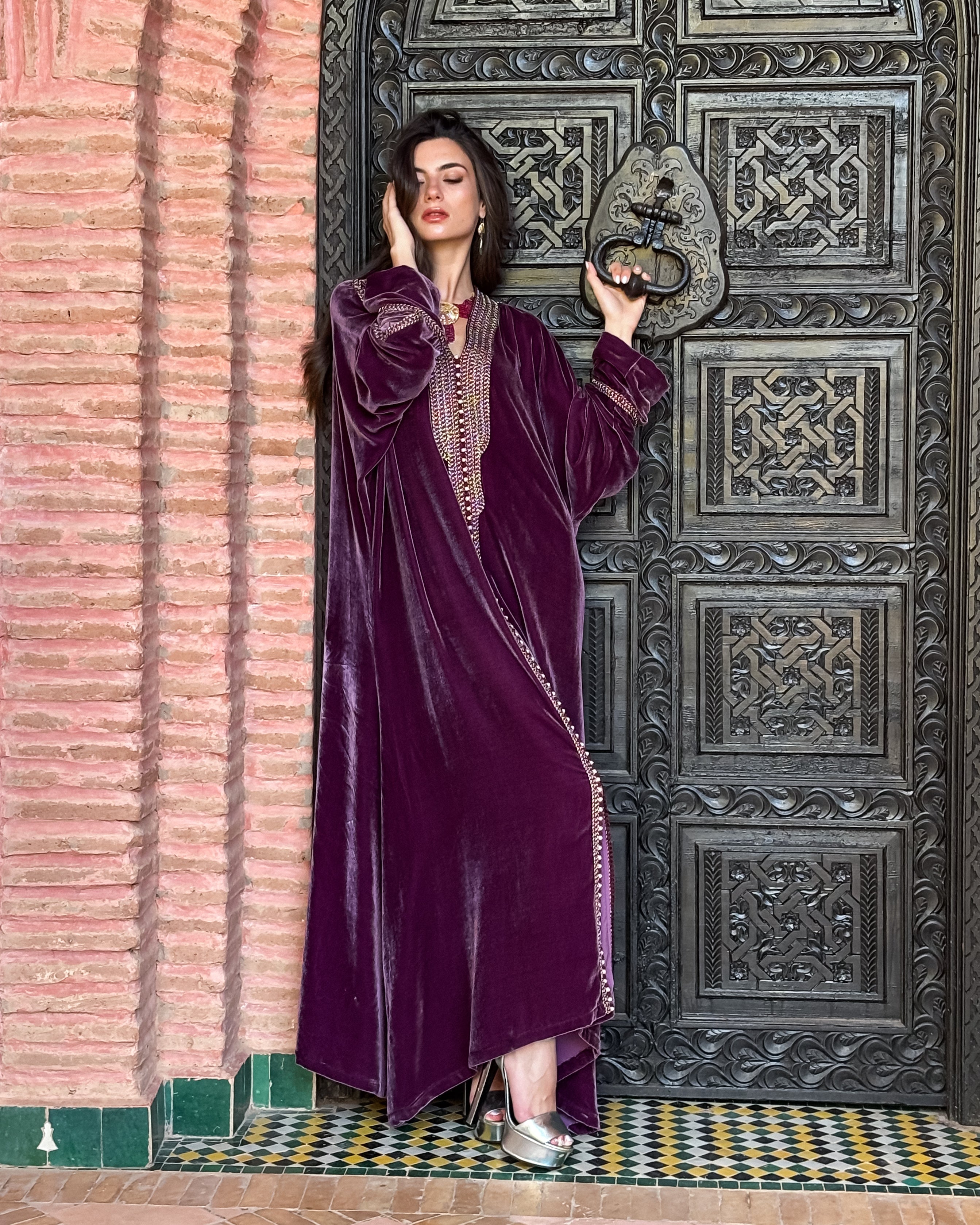 ELINE SILK VELVET KAFTAN