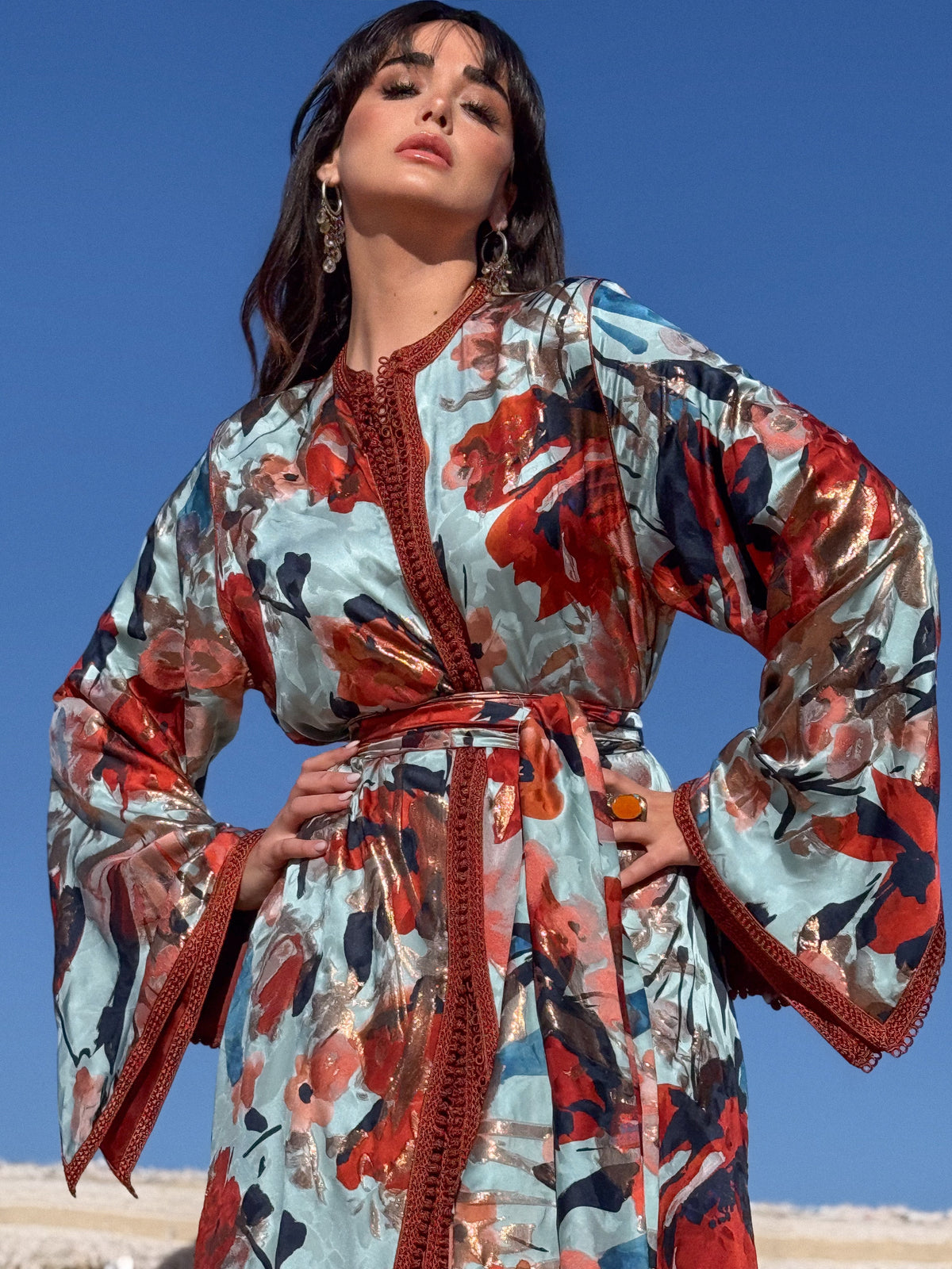 Rawiya Two-Piece Silk Kaftan by Moroccan Touch