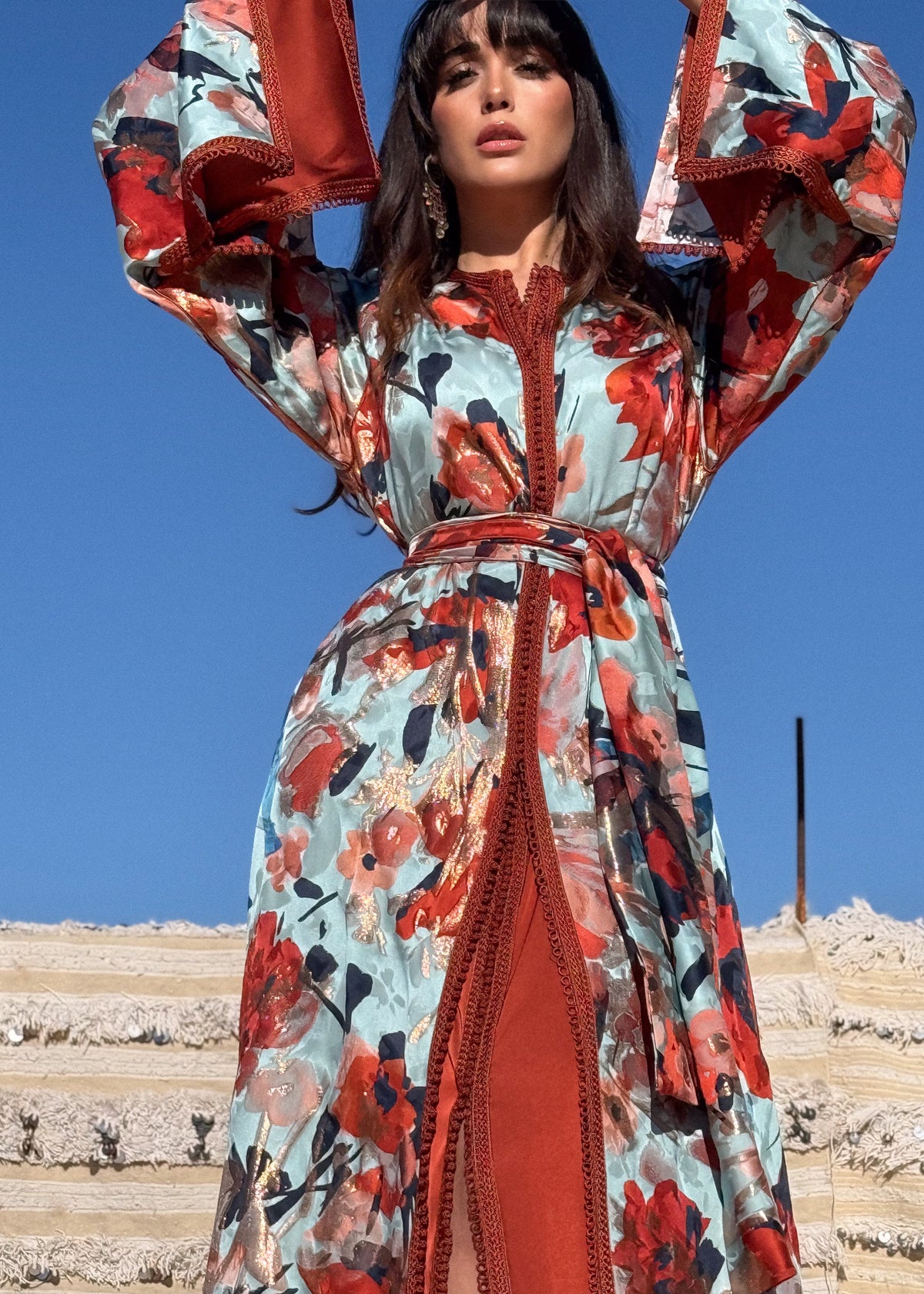 Rawiya Two-Piece Silk Kaftan by Moroccan Touch