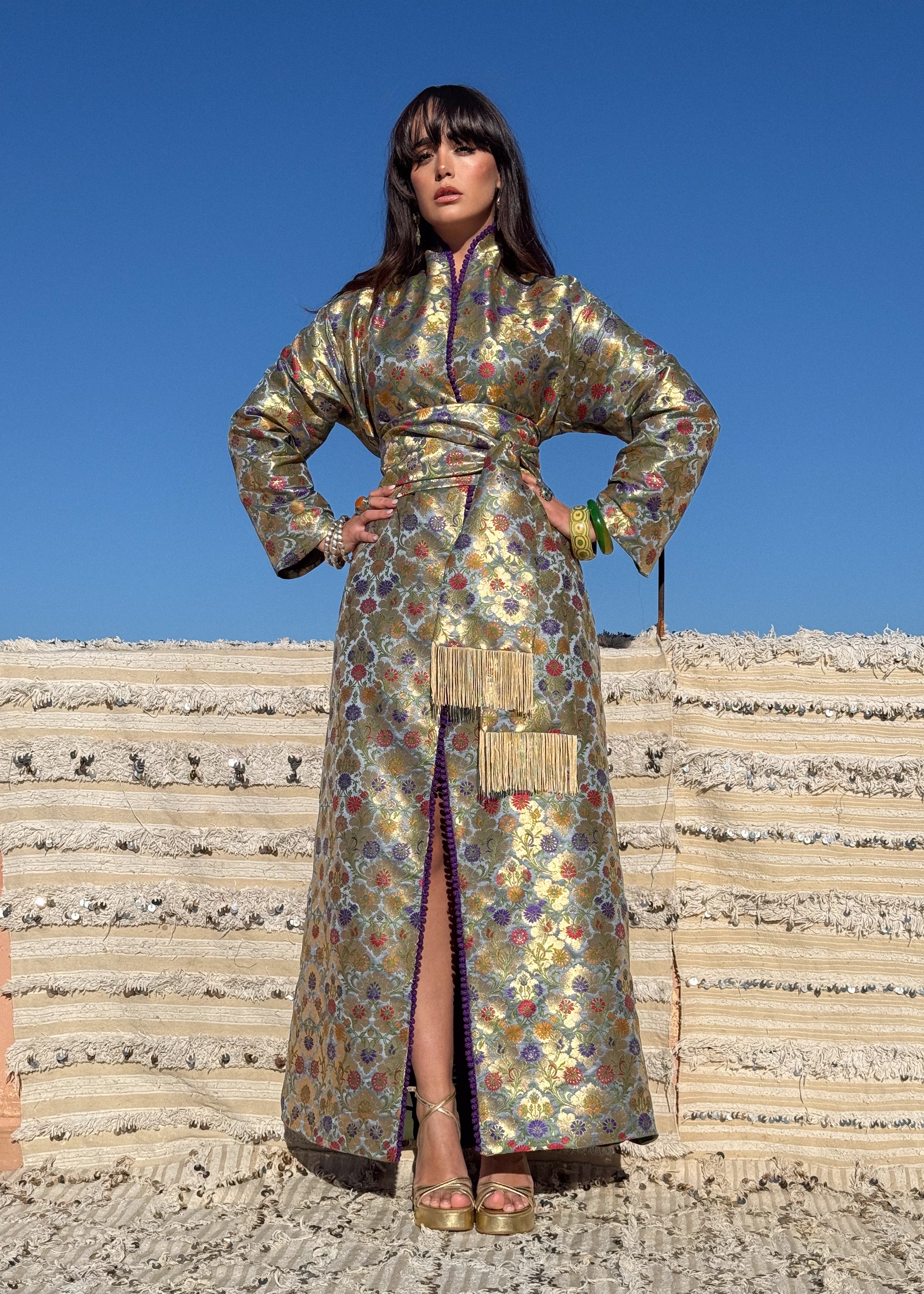 AISHA SILK BROCADE KAFTAN KIMONO