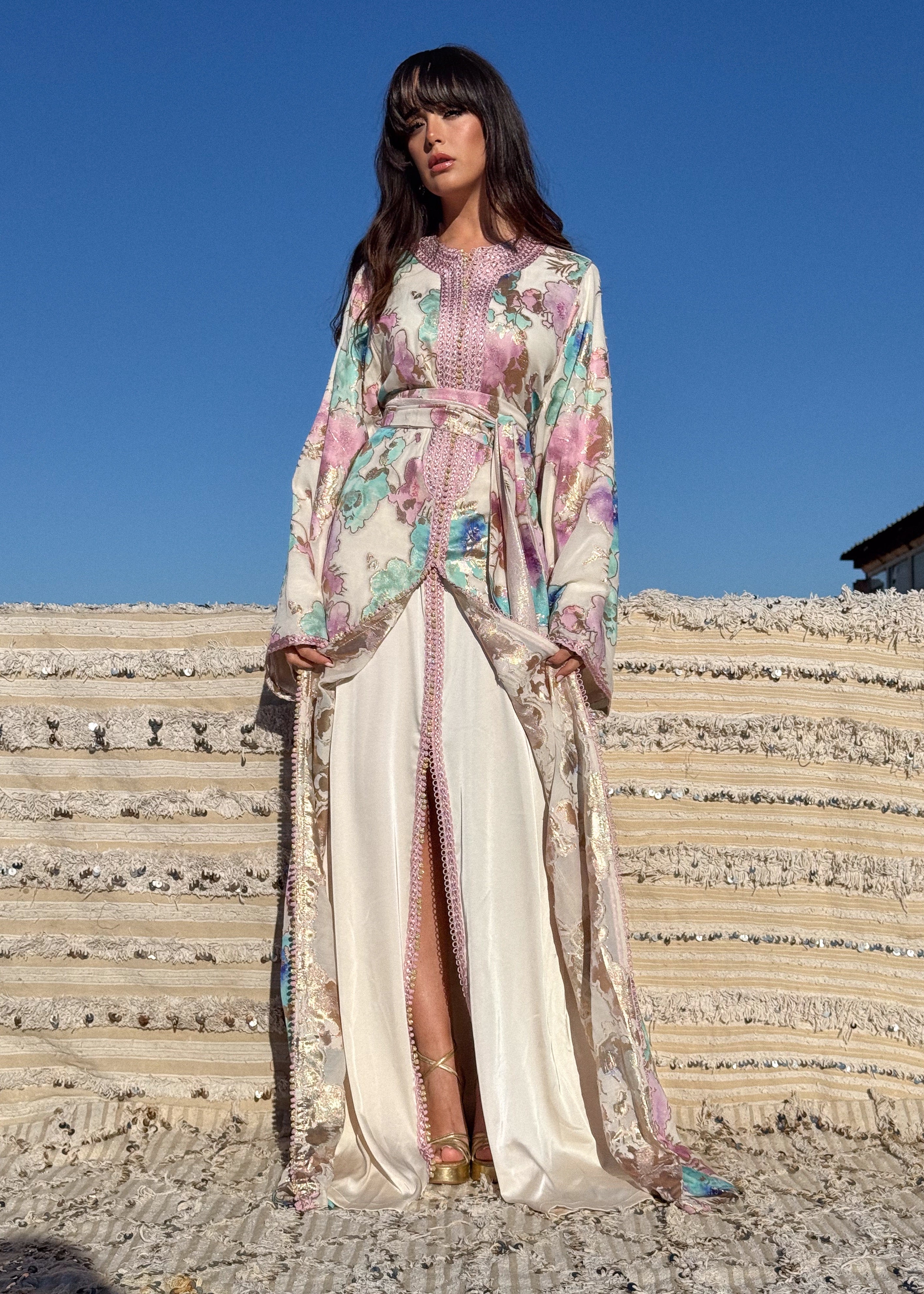 SALWA TWO-PIECE SILK KAFTAN