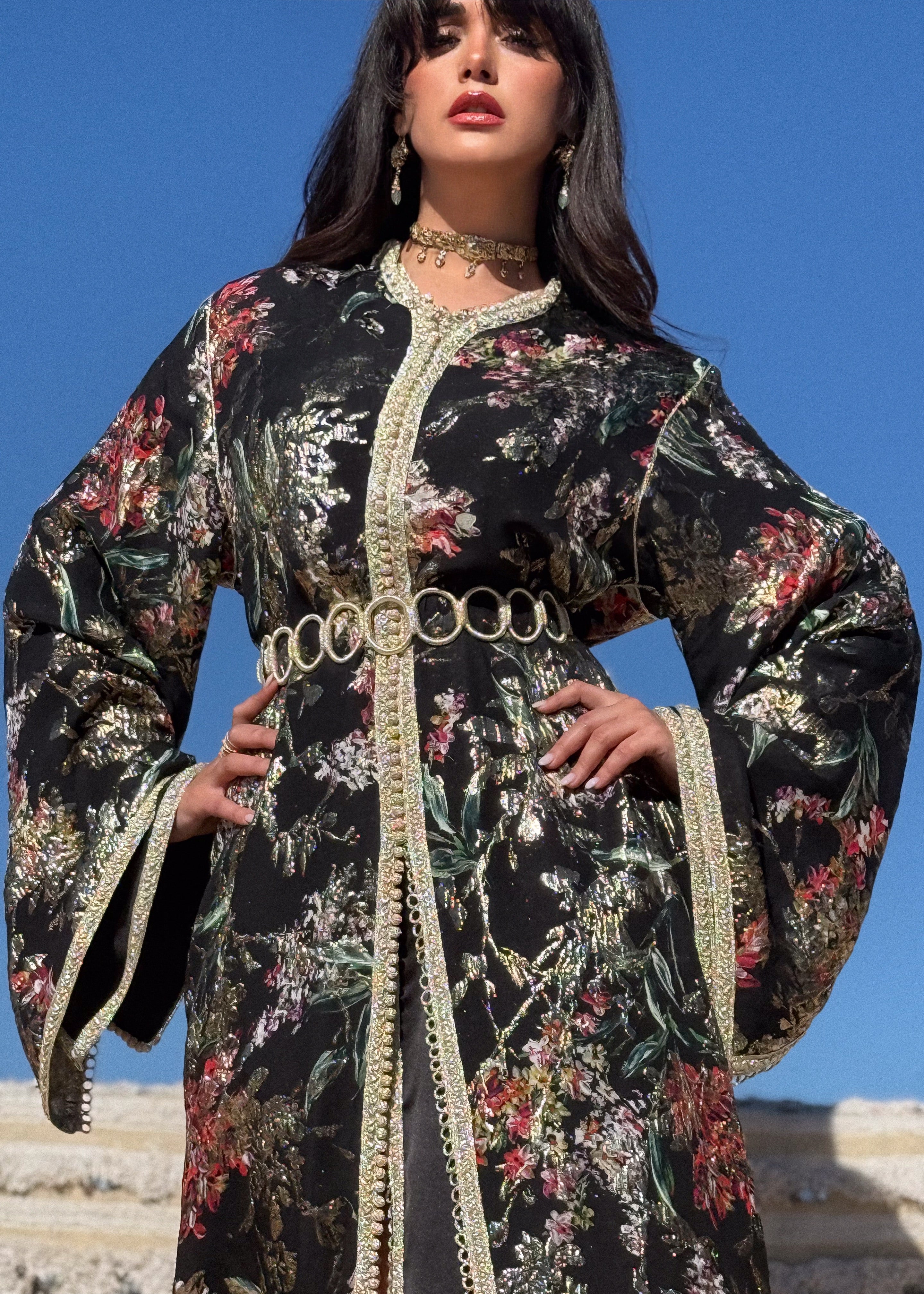 ESRAA TWO-PIECE SILK KAFTAN