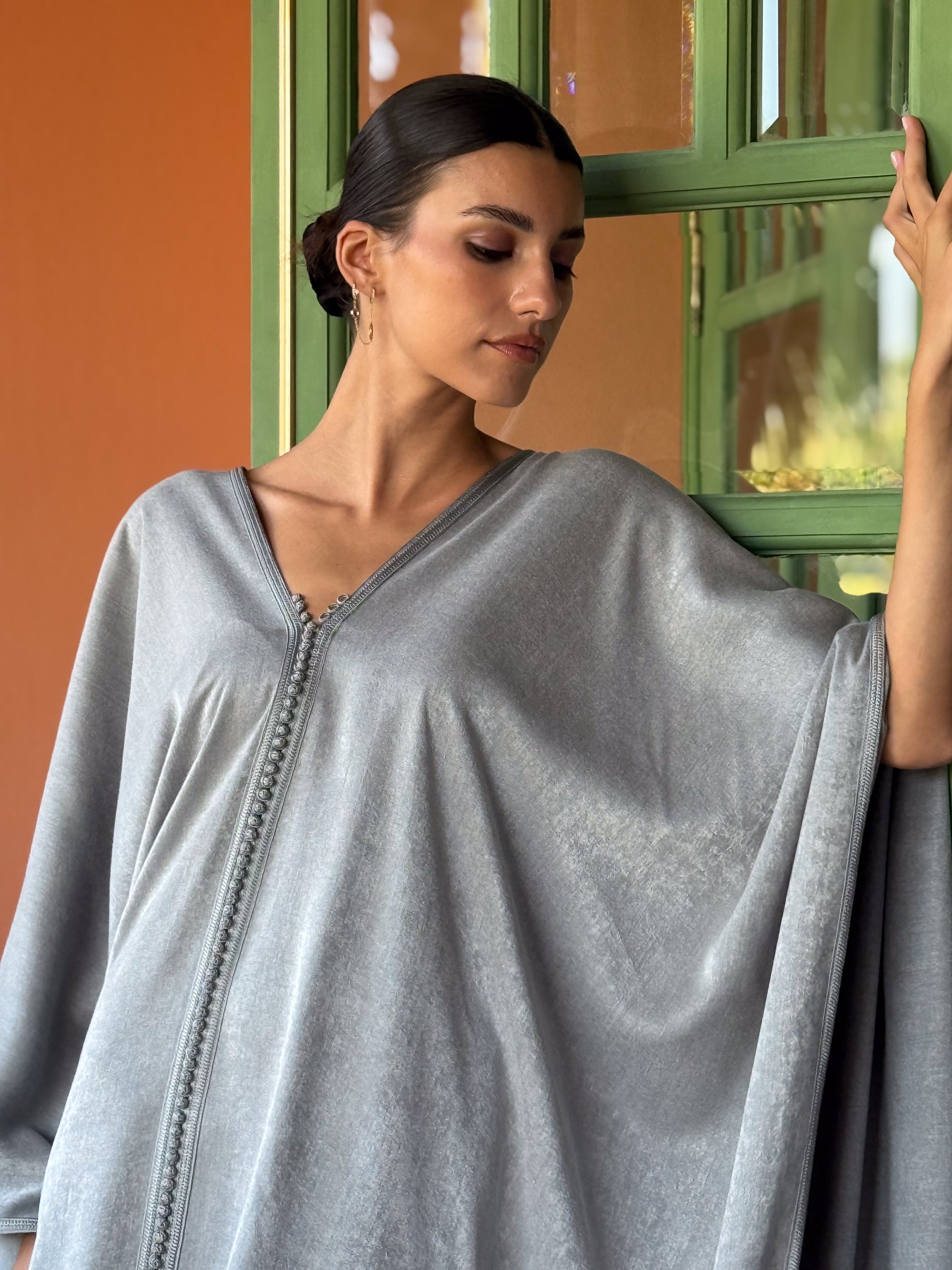 ZAHRA Handmade Embroidered Mlifa Cape & Pants Set