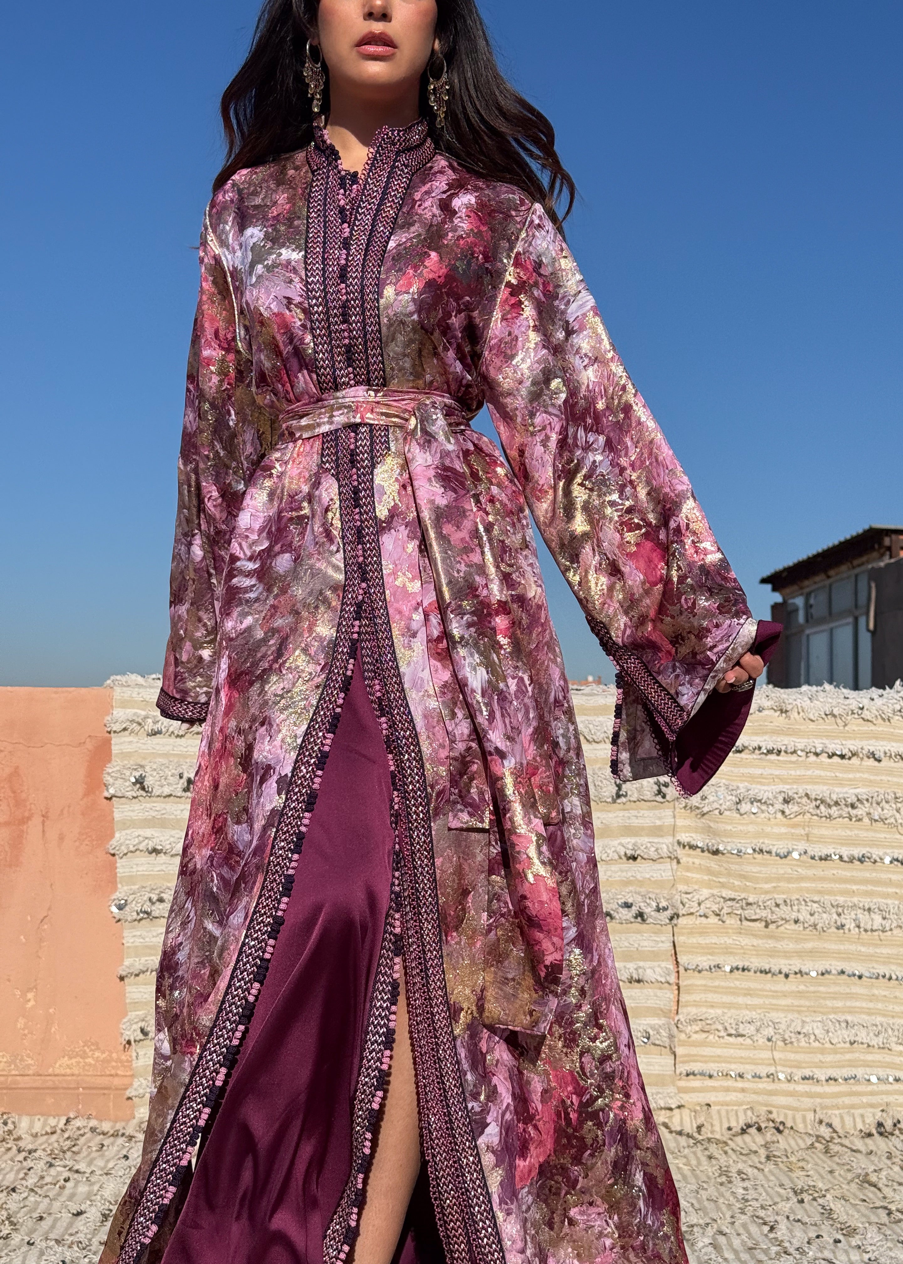 DEEMA TWO-PIECE SILK KAFTAN
