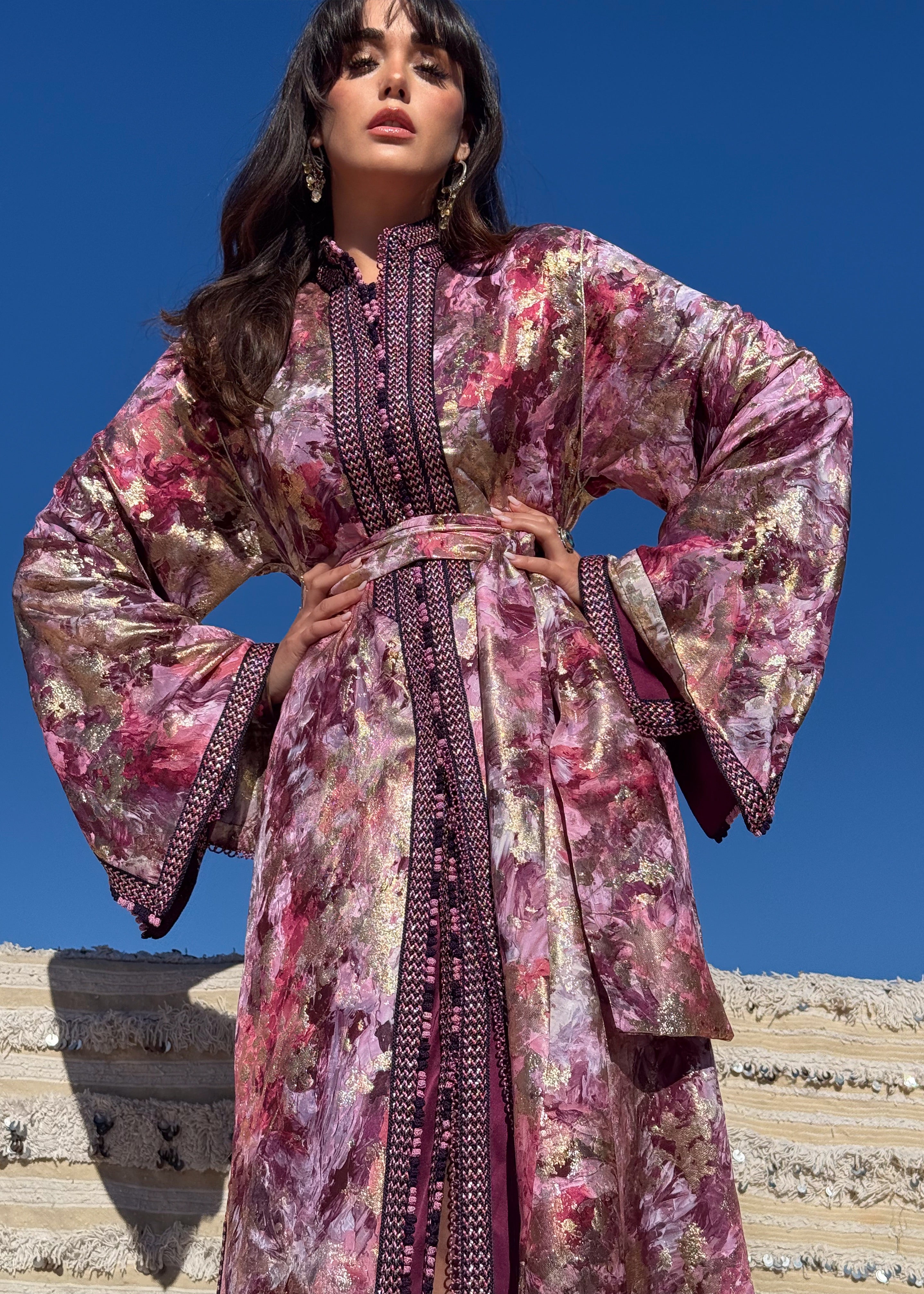 DEEMA TWO-PIECE SILK KAFTAN