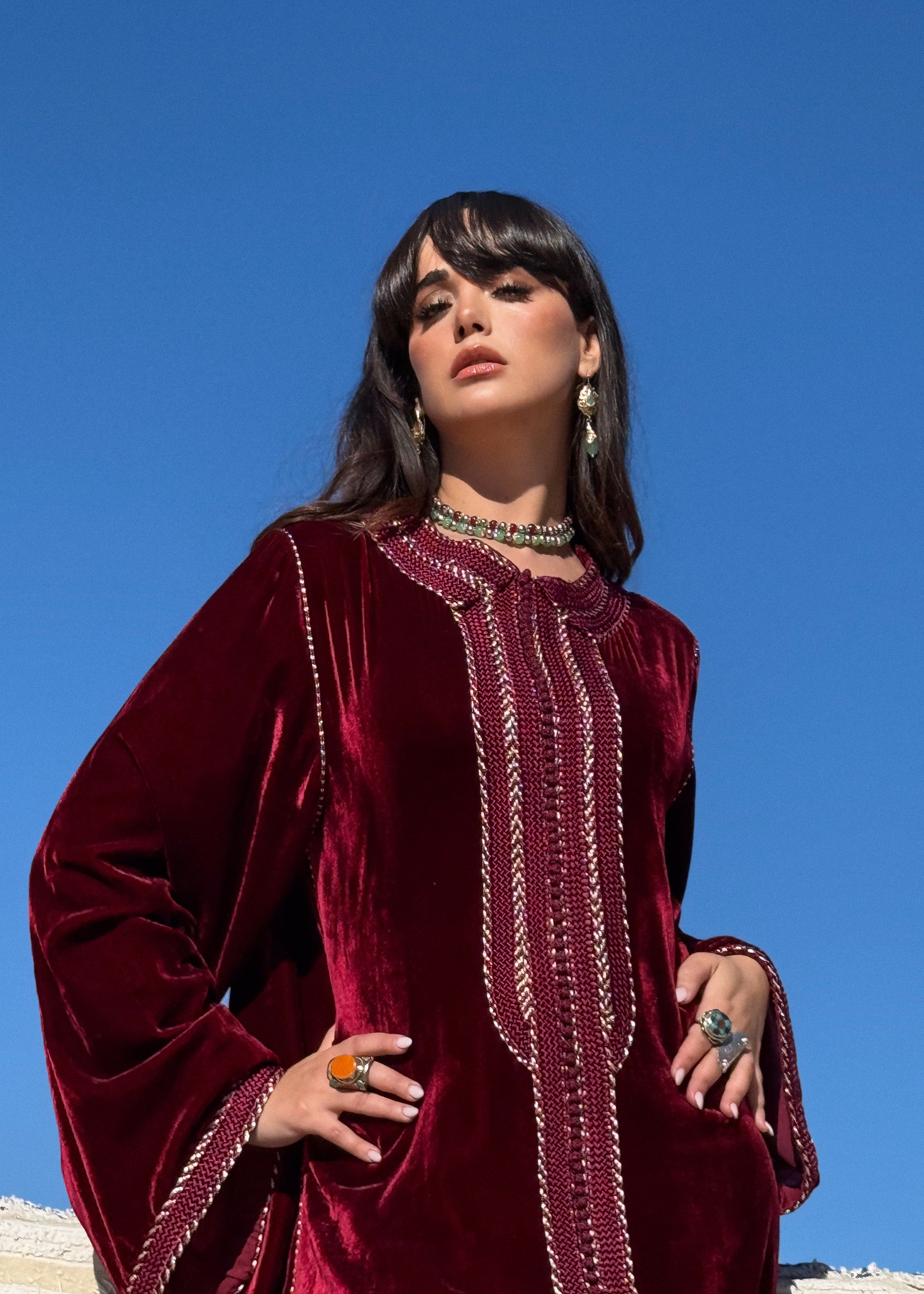 SAMA SILK VELVET KAFTAN