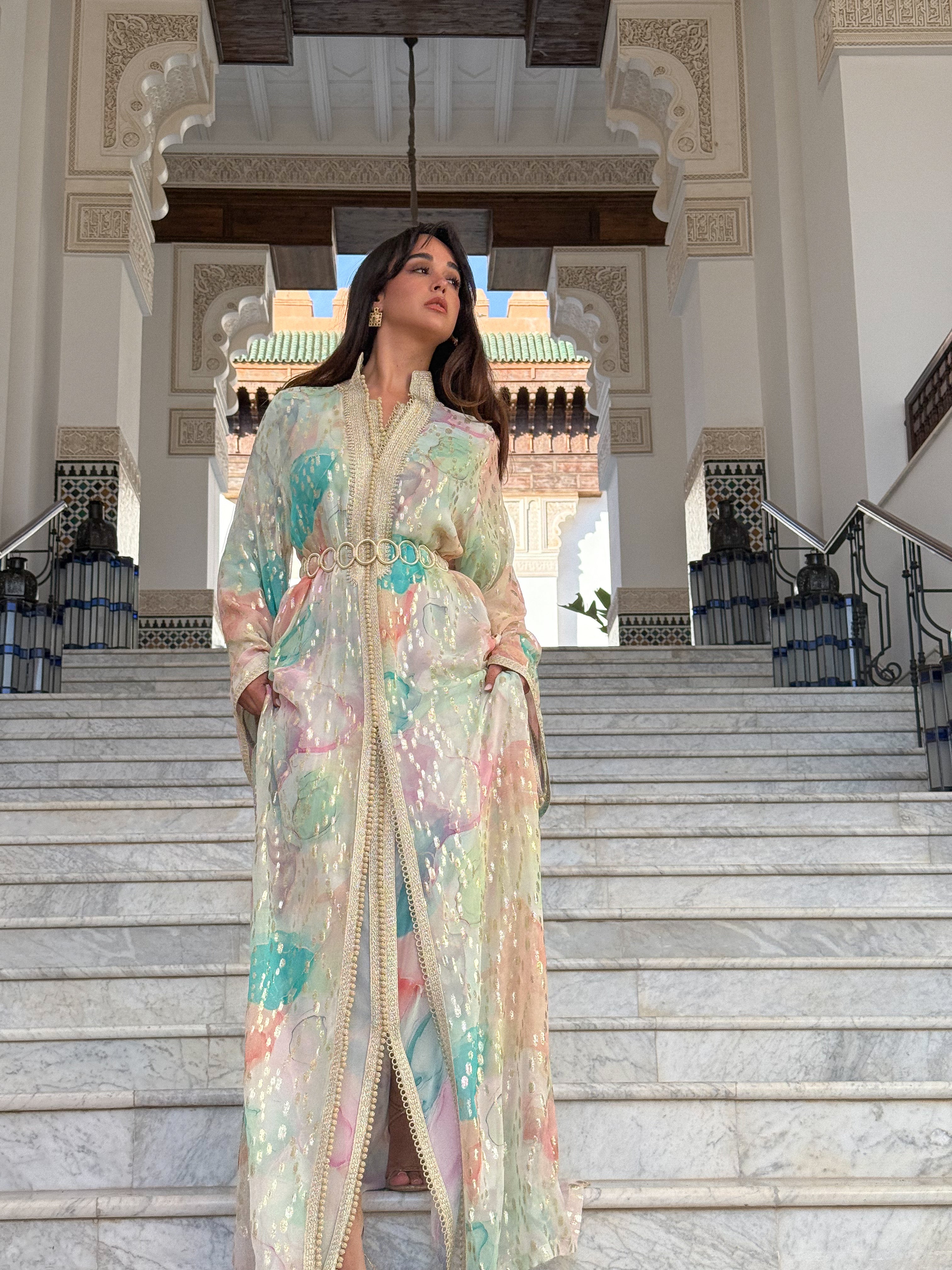 NOUR PASTEL SILK KAFTAN
