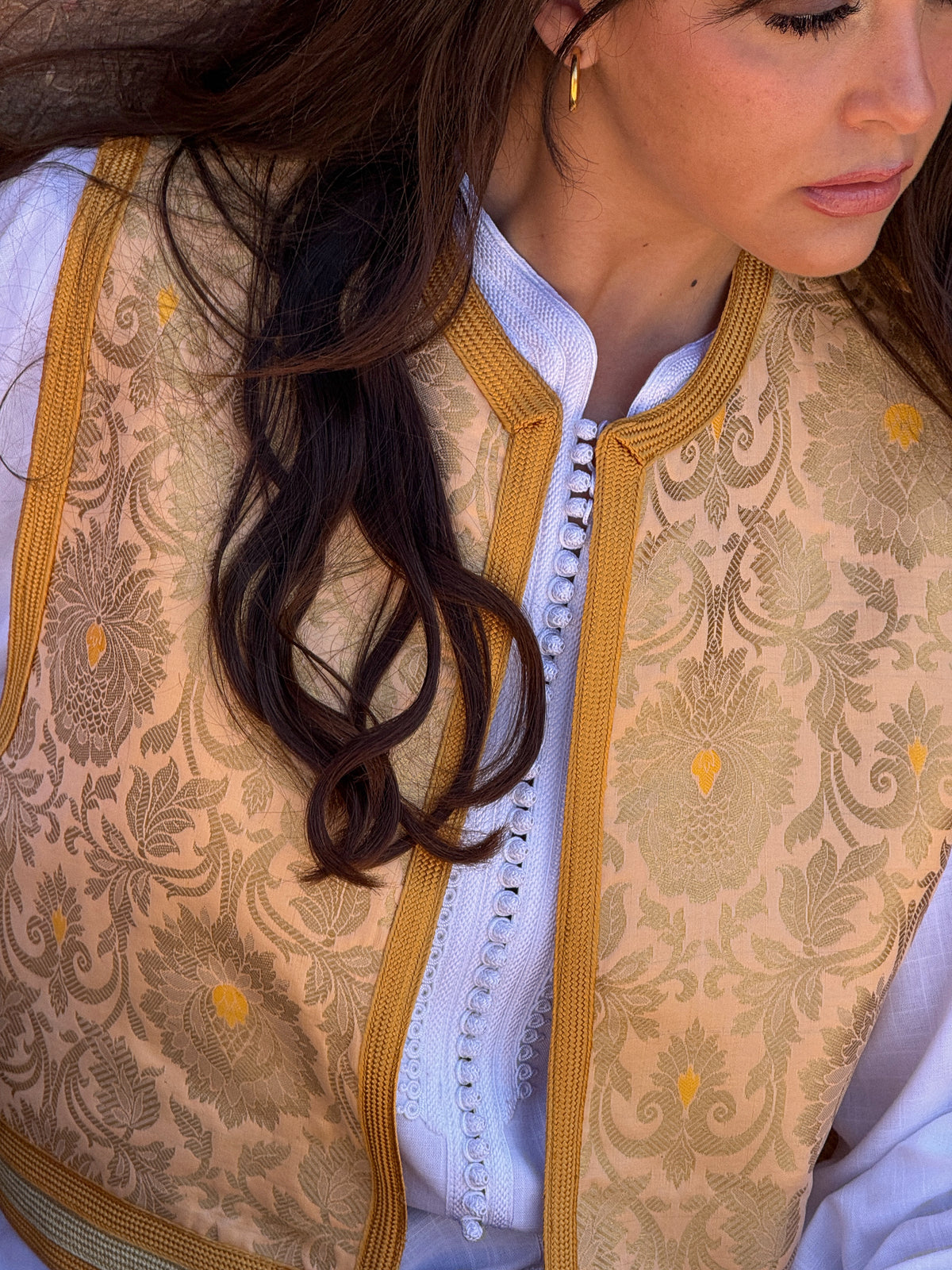 Hosni Silk Brocade Gilet by Moroccan Touch