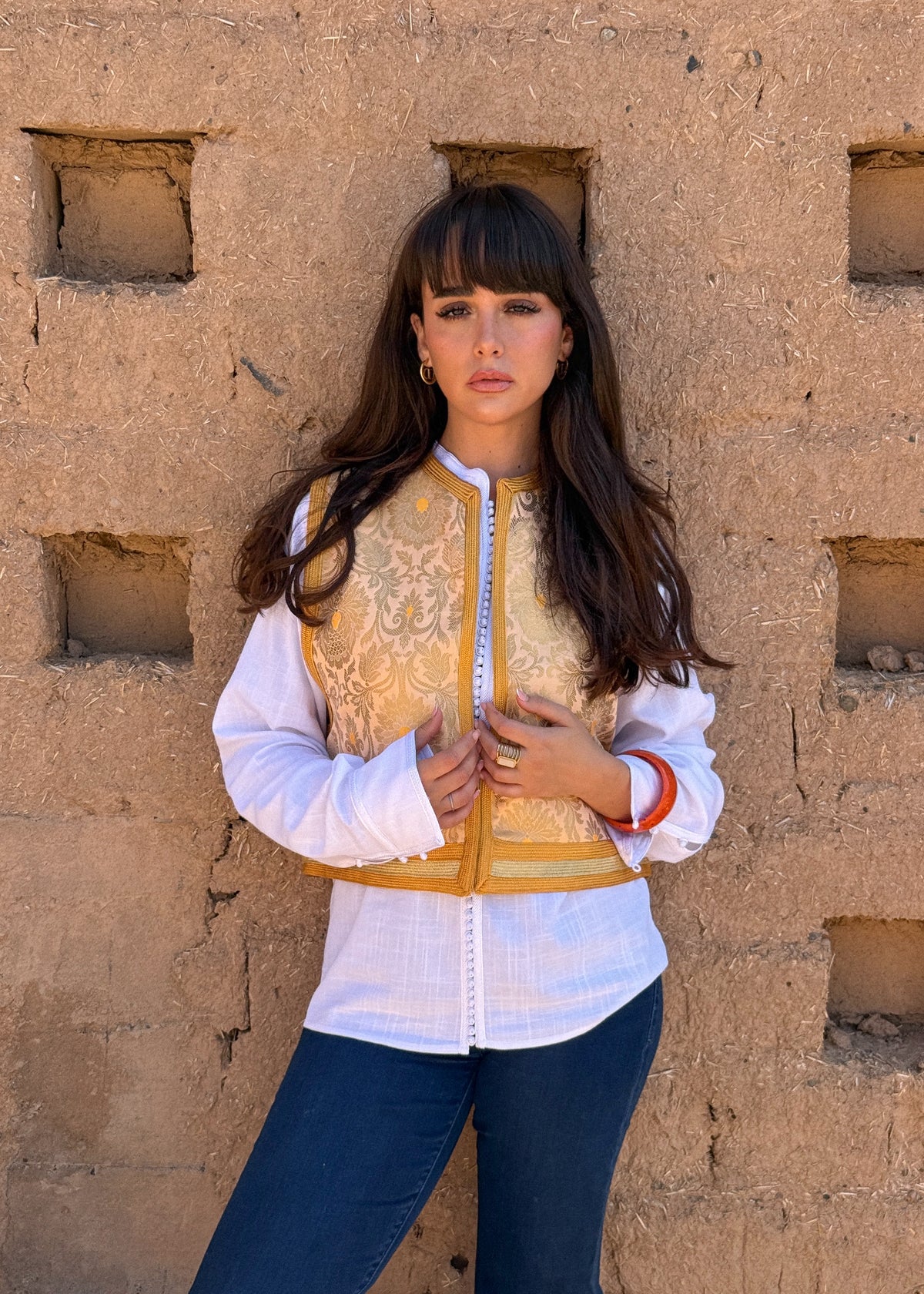 Hosni Silk Brocade Gilet by Moroccan Touch