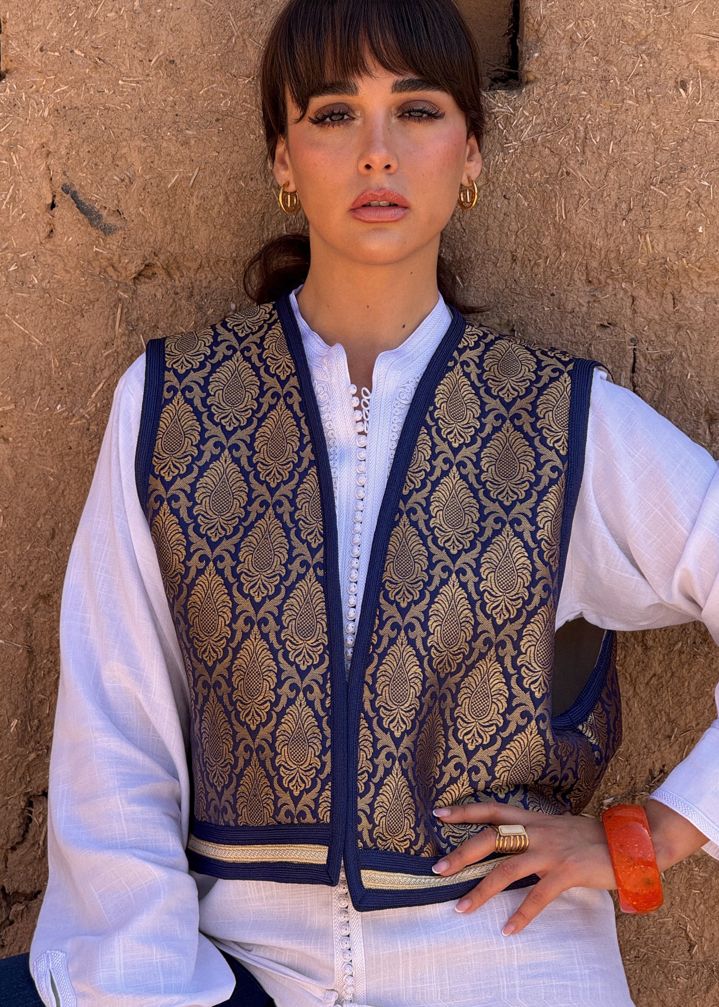 ISHAQ SILK BROCADE GILET