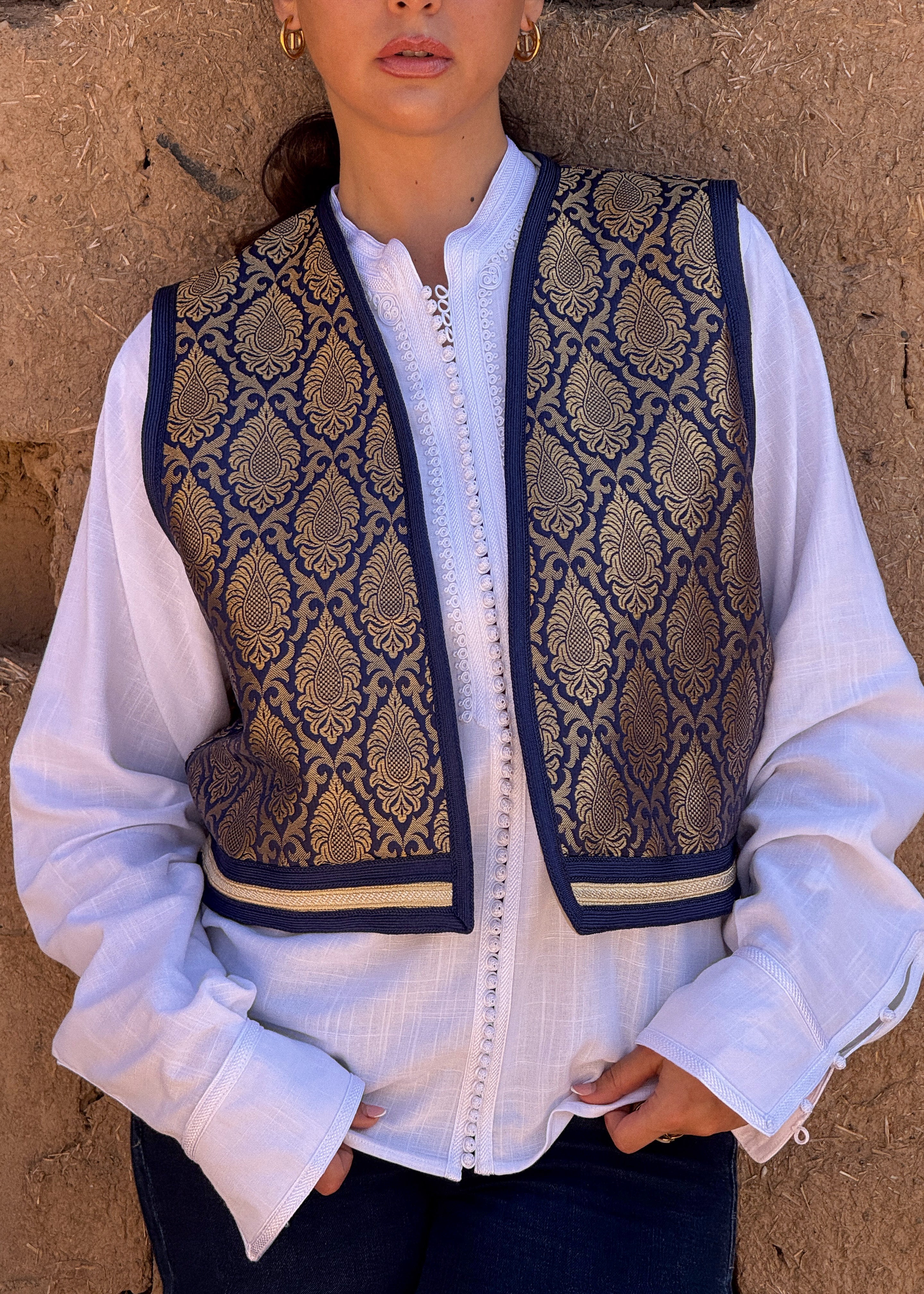 ISHAQ SILK BROCADE GILET