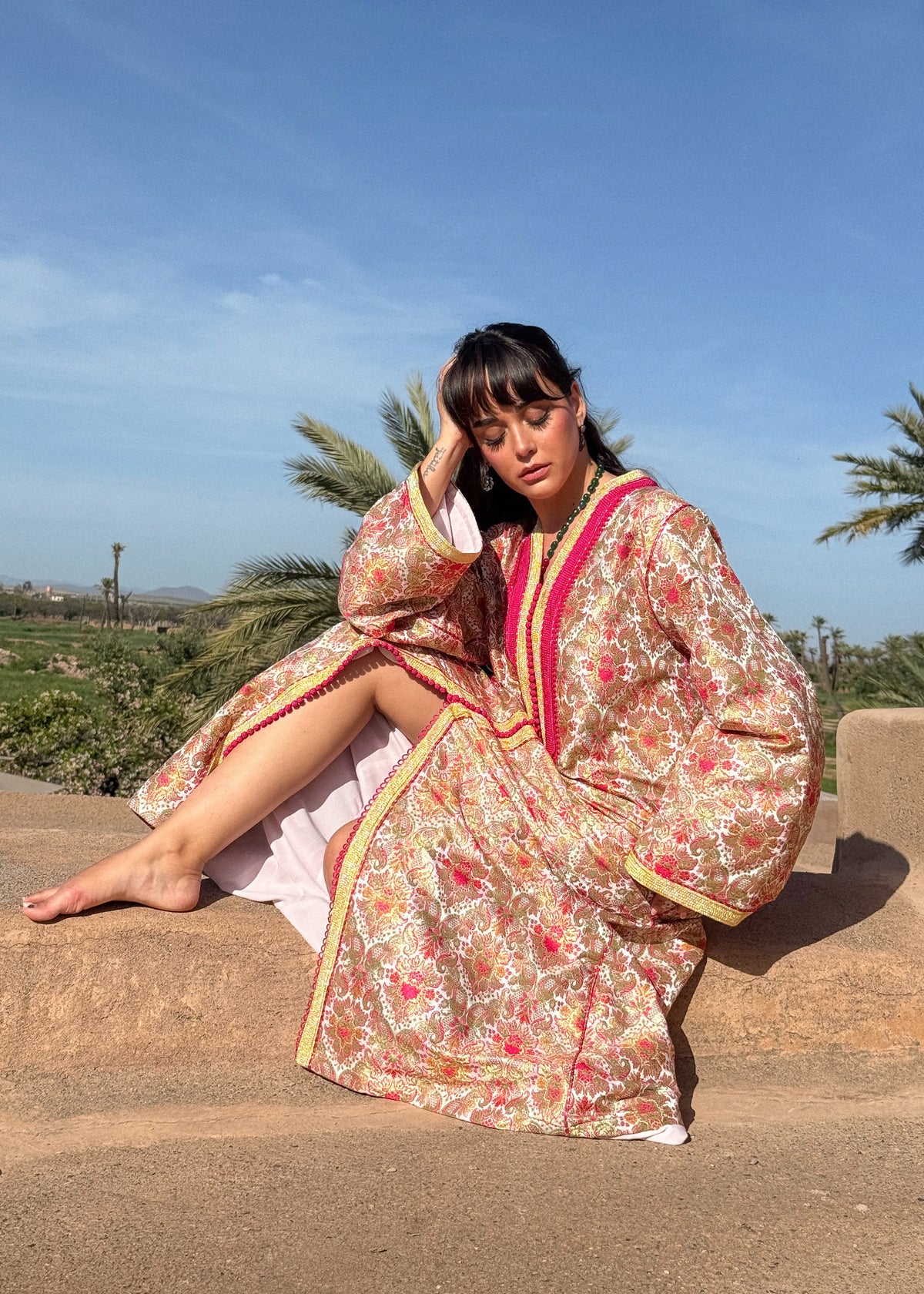 Manel Silk Brocade Kaftan by Moroccan Touch