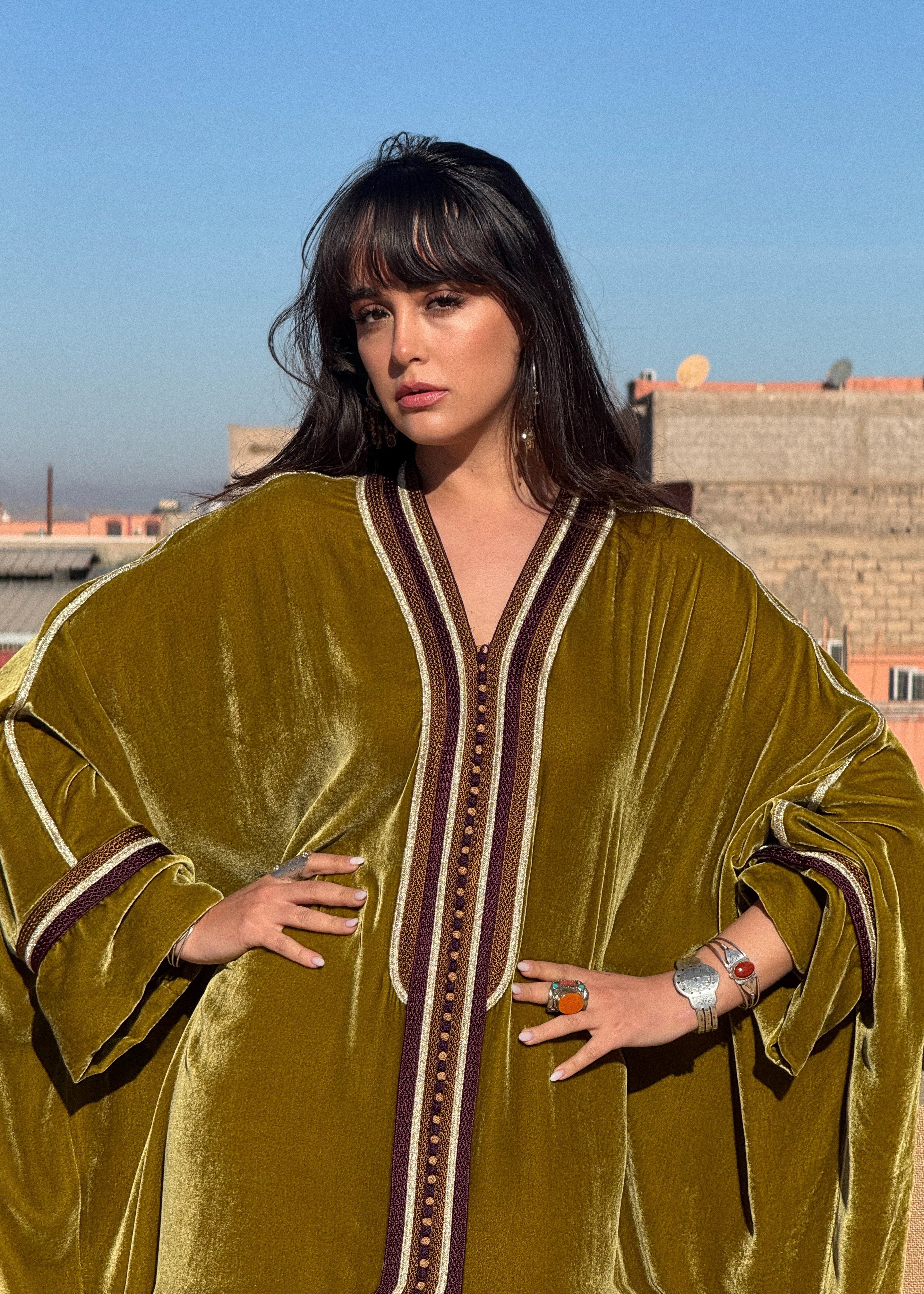 NAILA SILK VELVET KAFTAN