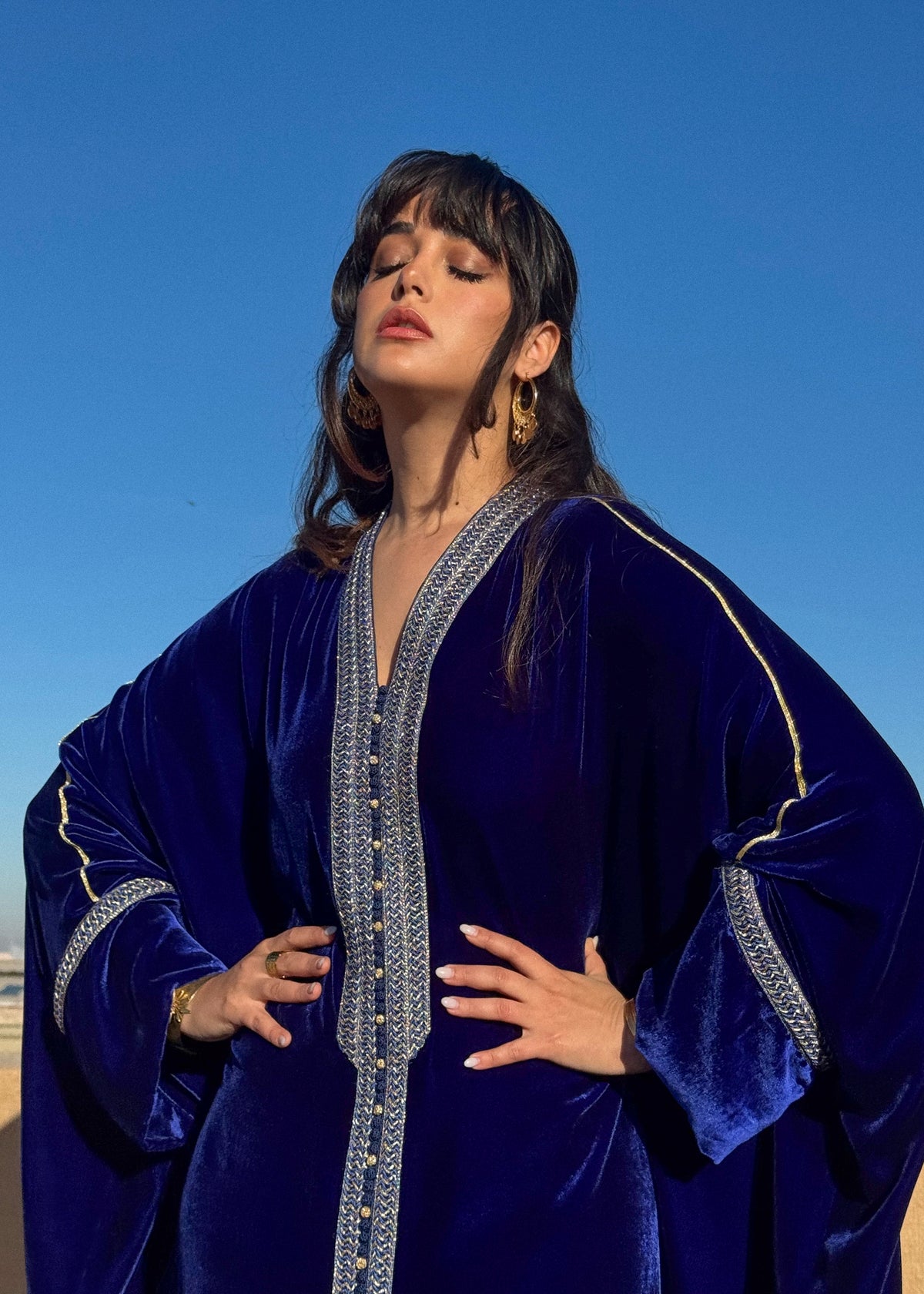 Latifa Silk Velvet Kaftan by Moroccan Touch