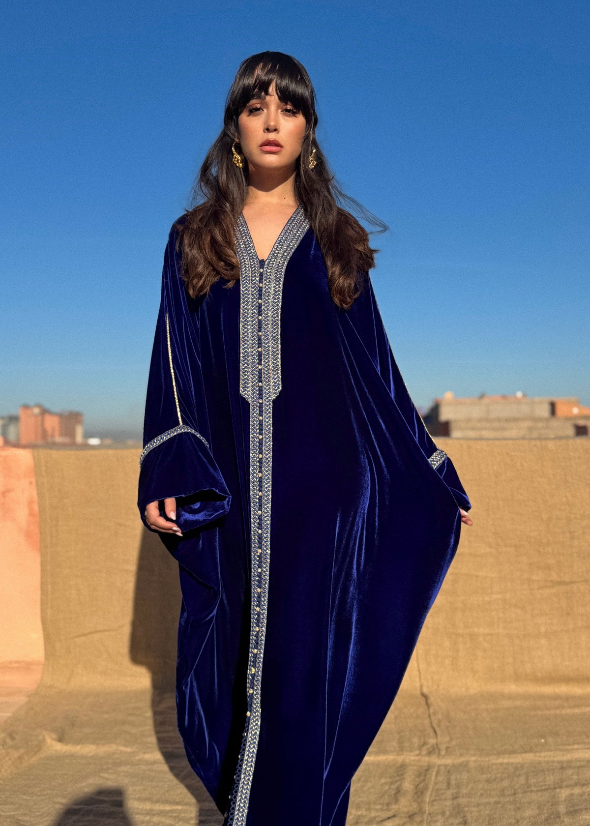 Latifa Silk Velvet Kaftan by Moroccan Touch