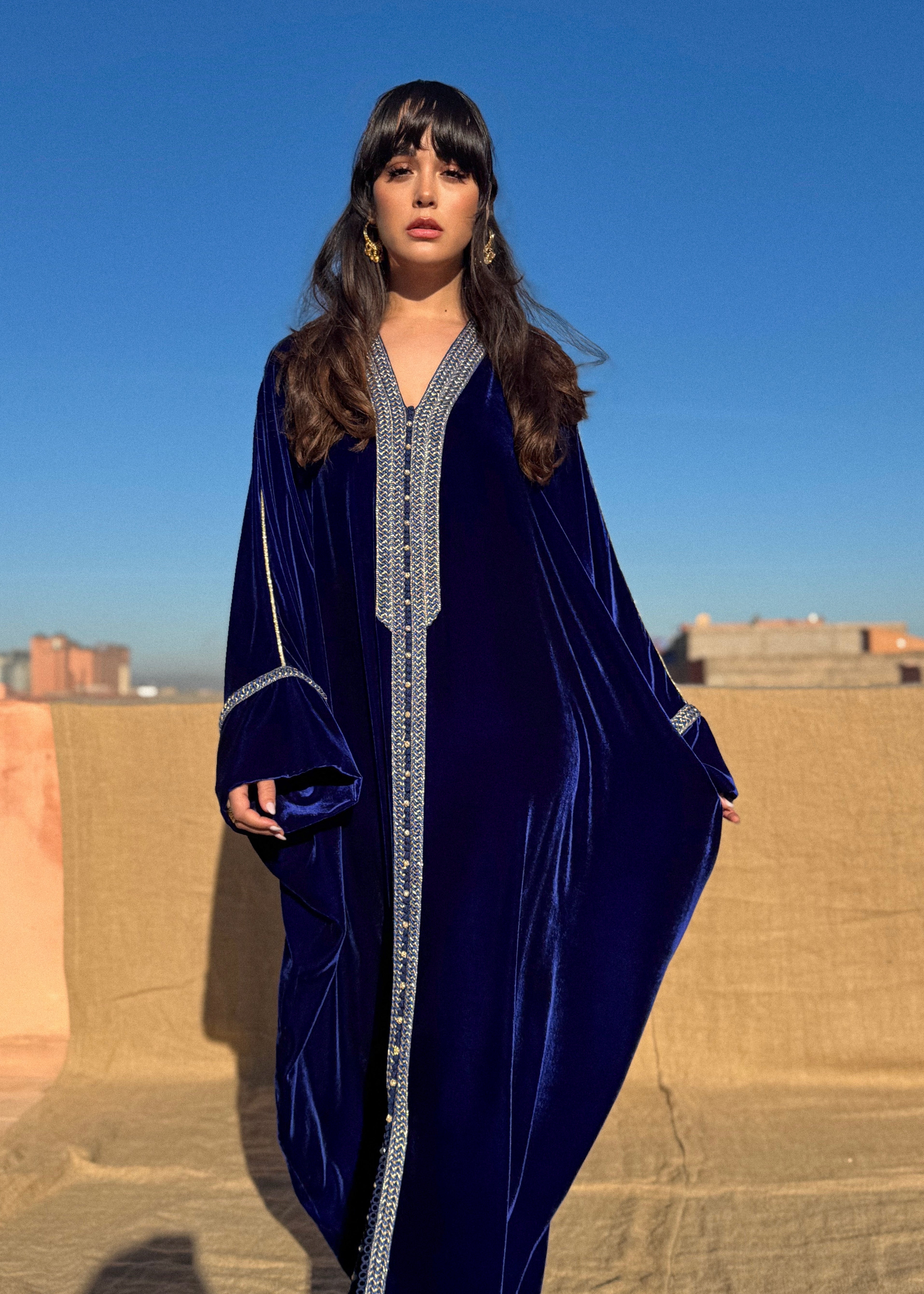 LATIFA SILK VELVET KAFTAN