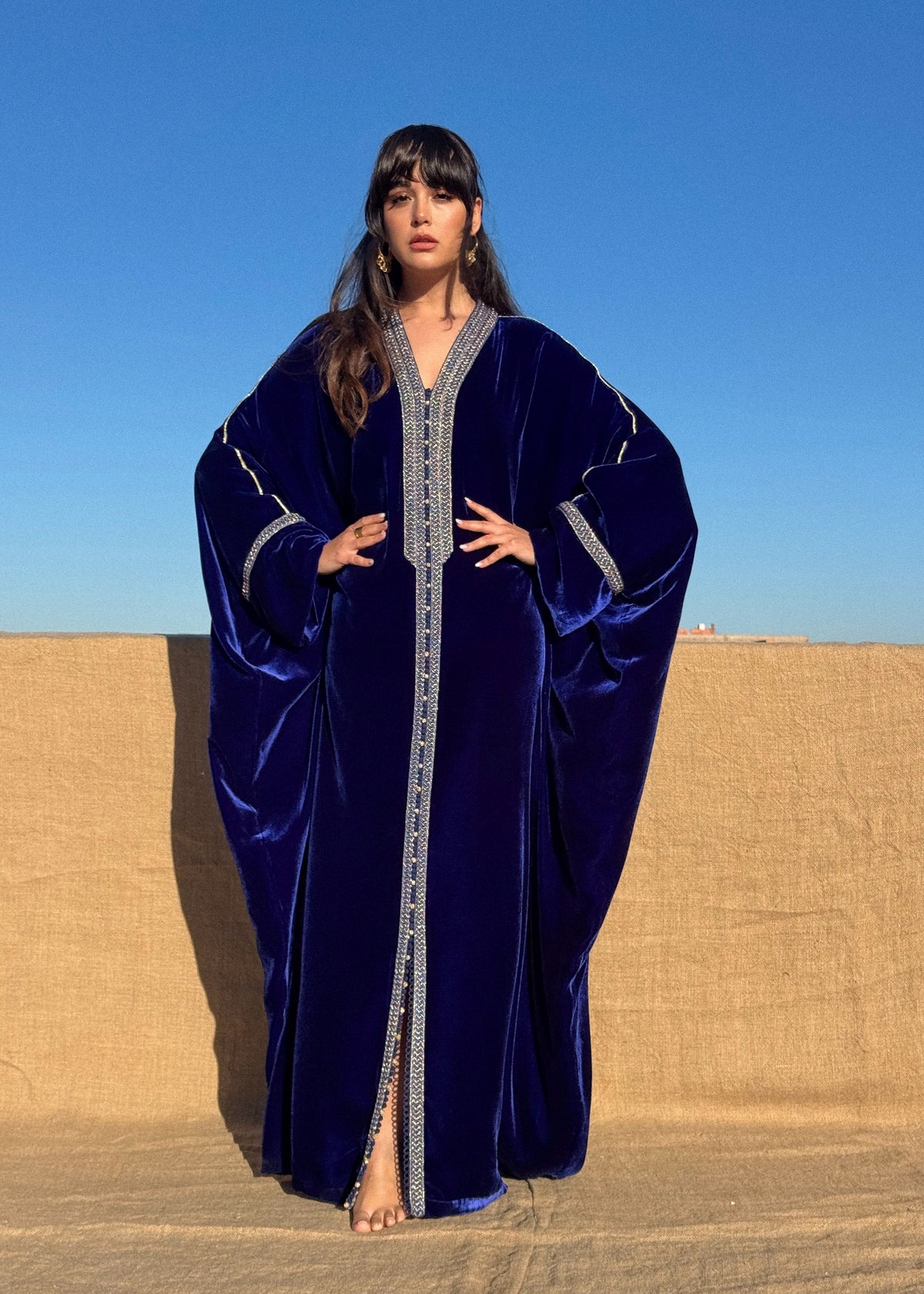 Latifa Silk Velvet Kaftan by Moroccan Touch