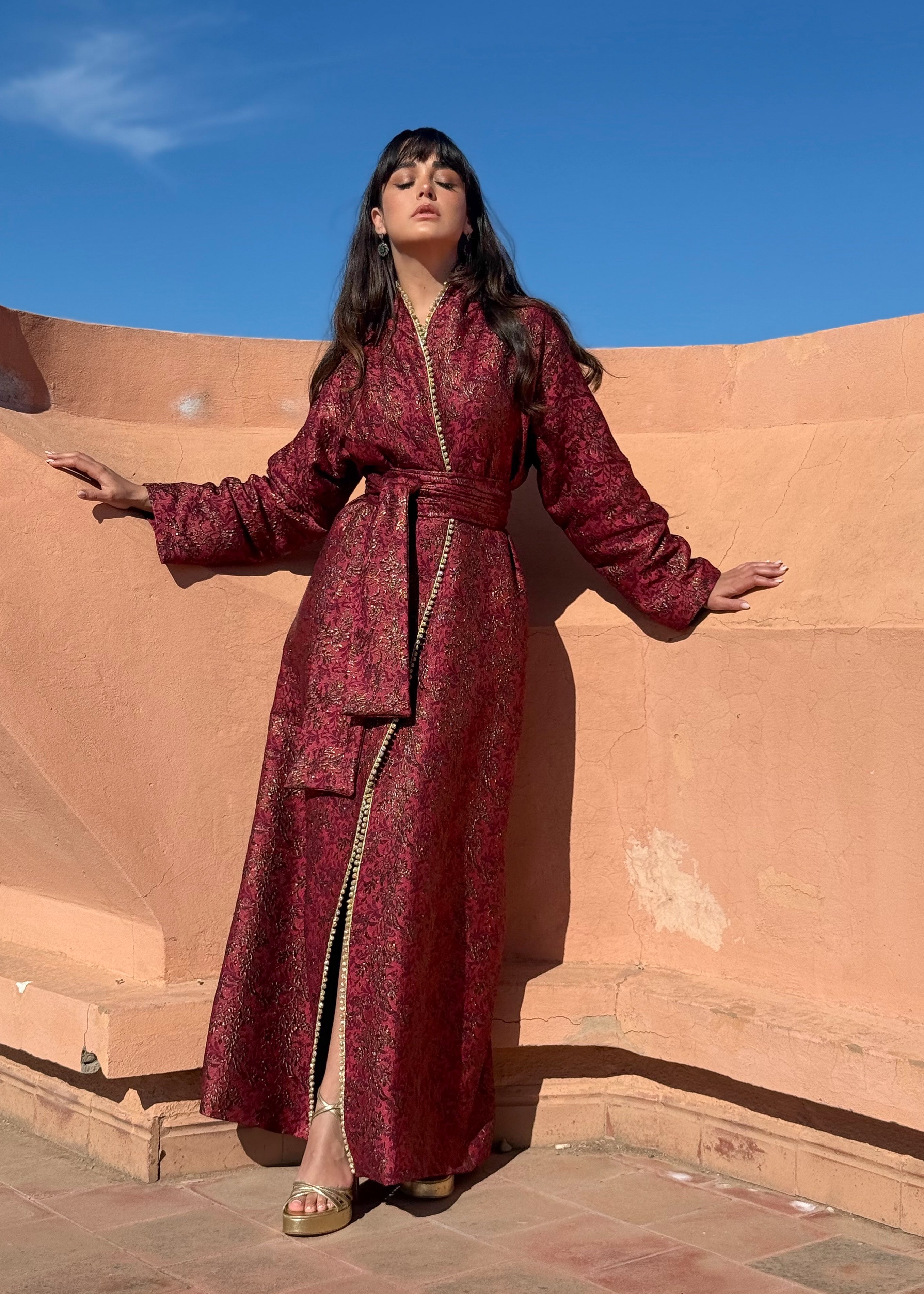 ELISSA SILK BROCADE KIMONO KAFTAN
