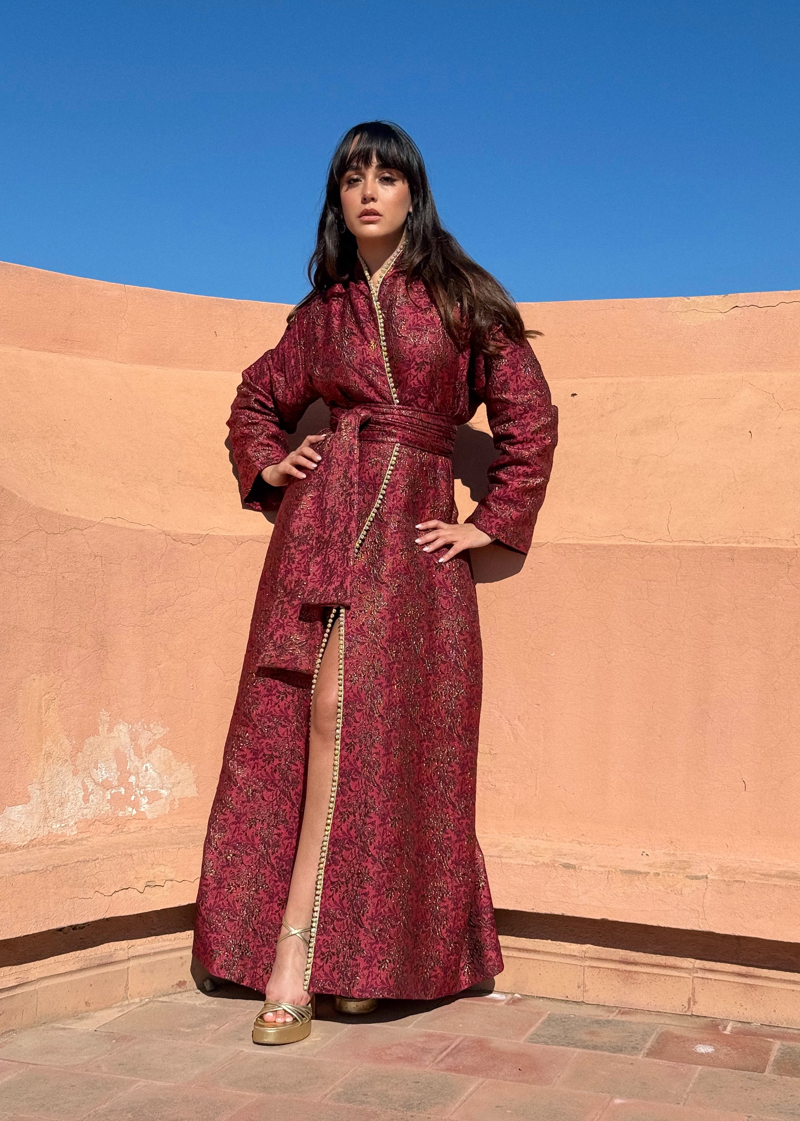 ELISSA SILK BROCADE KIMONO KAFTAN