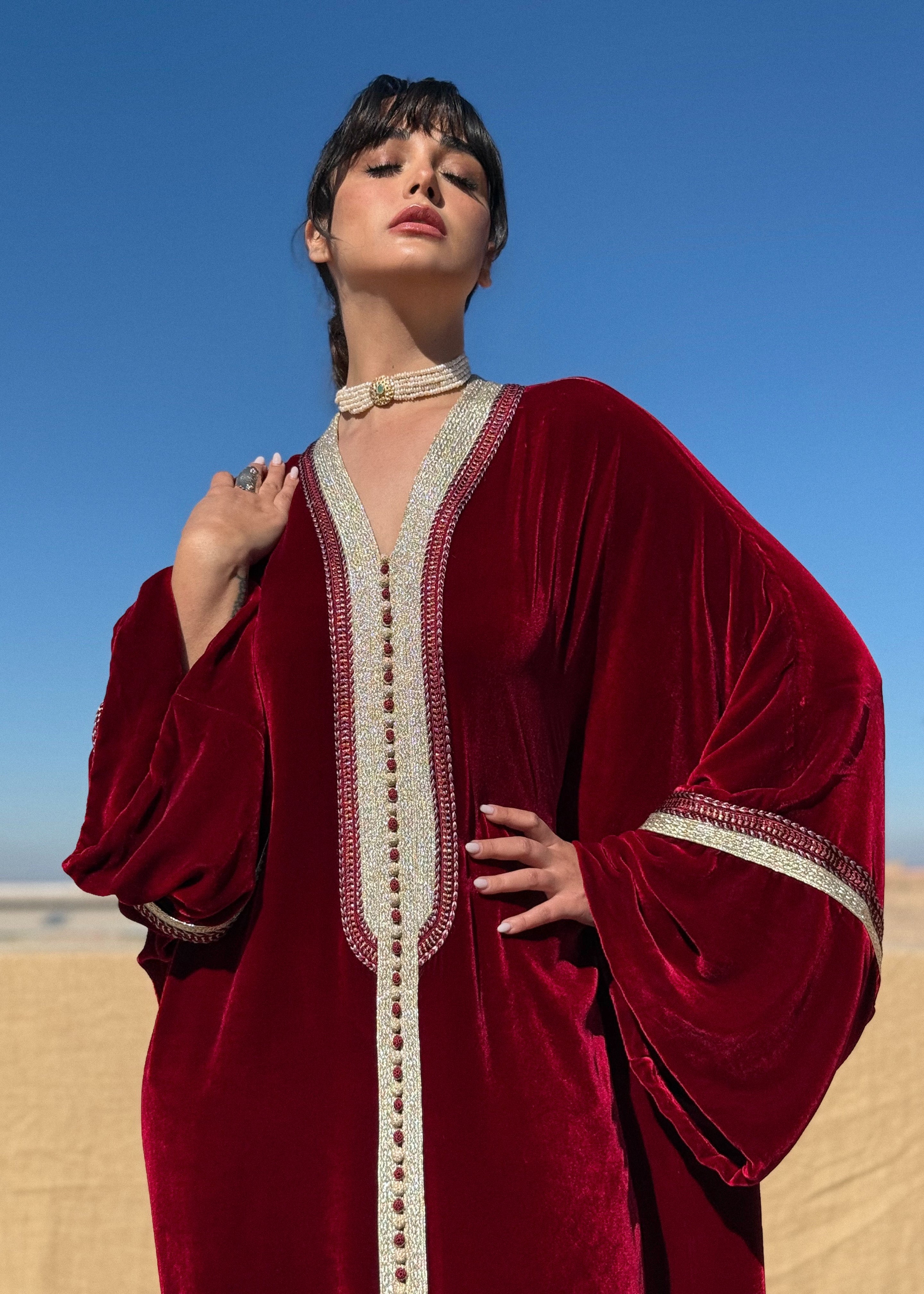 LAILA SILK VELVET KAFTAN