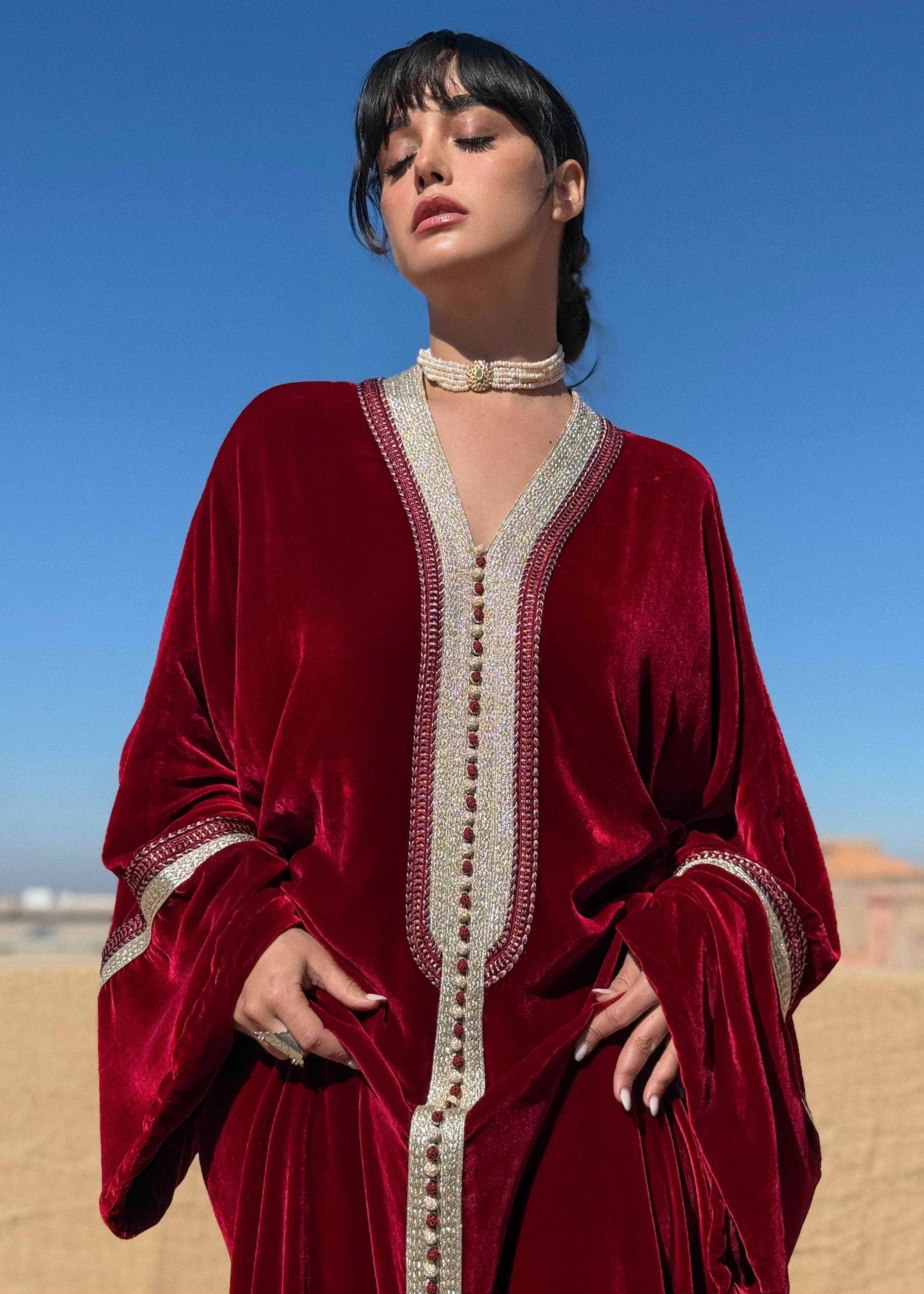 LAILA SILK VELVET KAFTAN