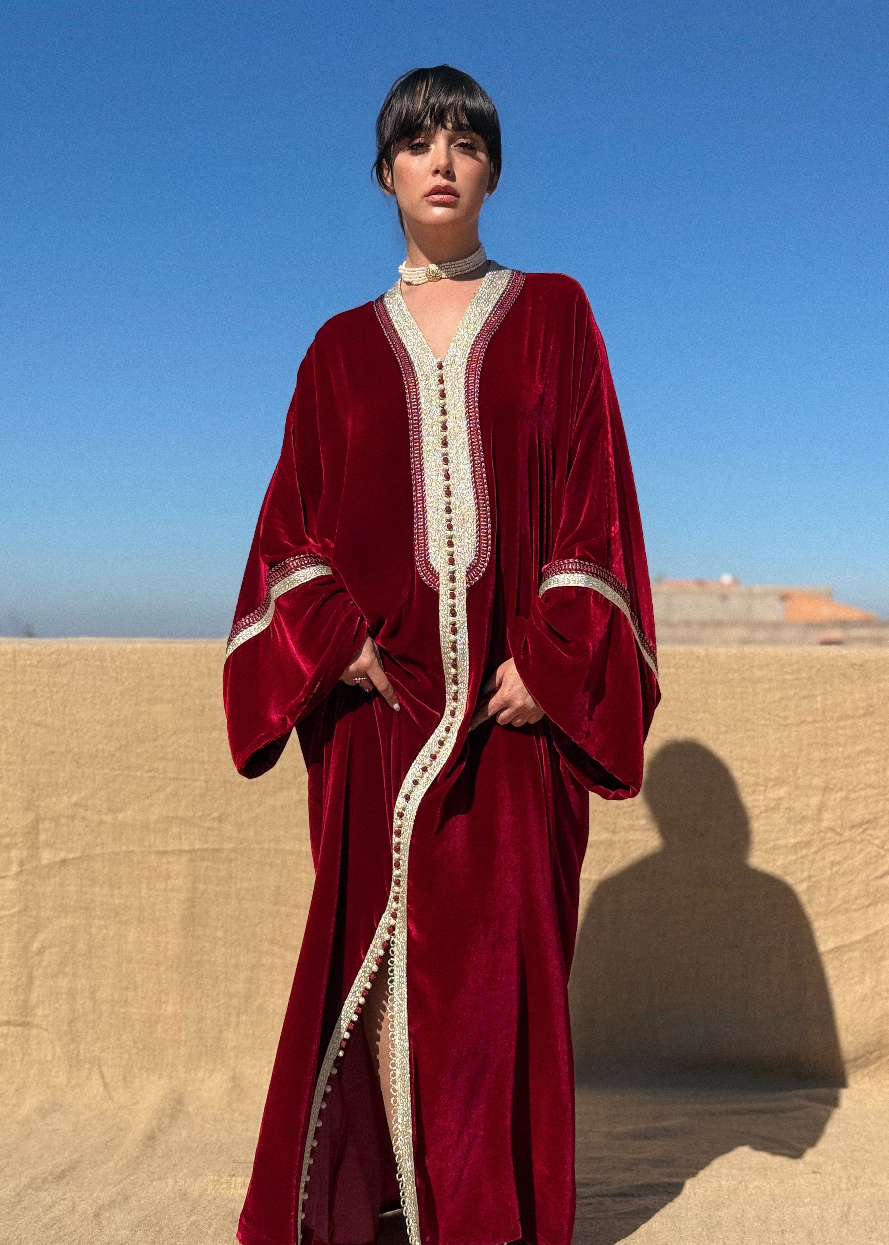 LAILA SILK VELVET KAFTAN