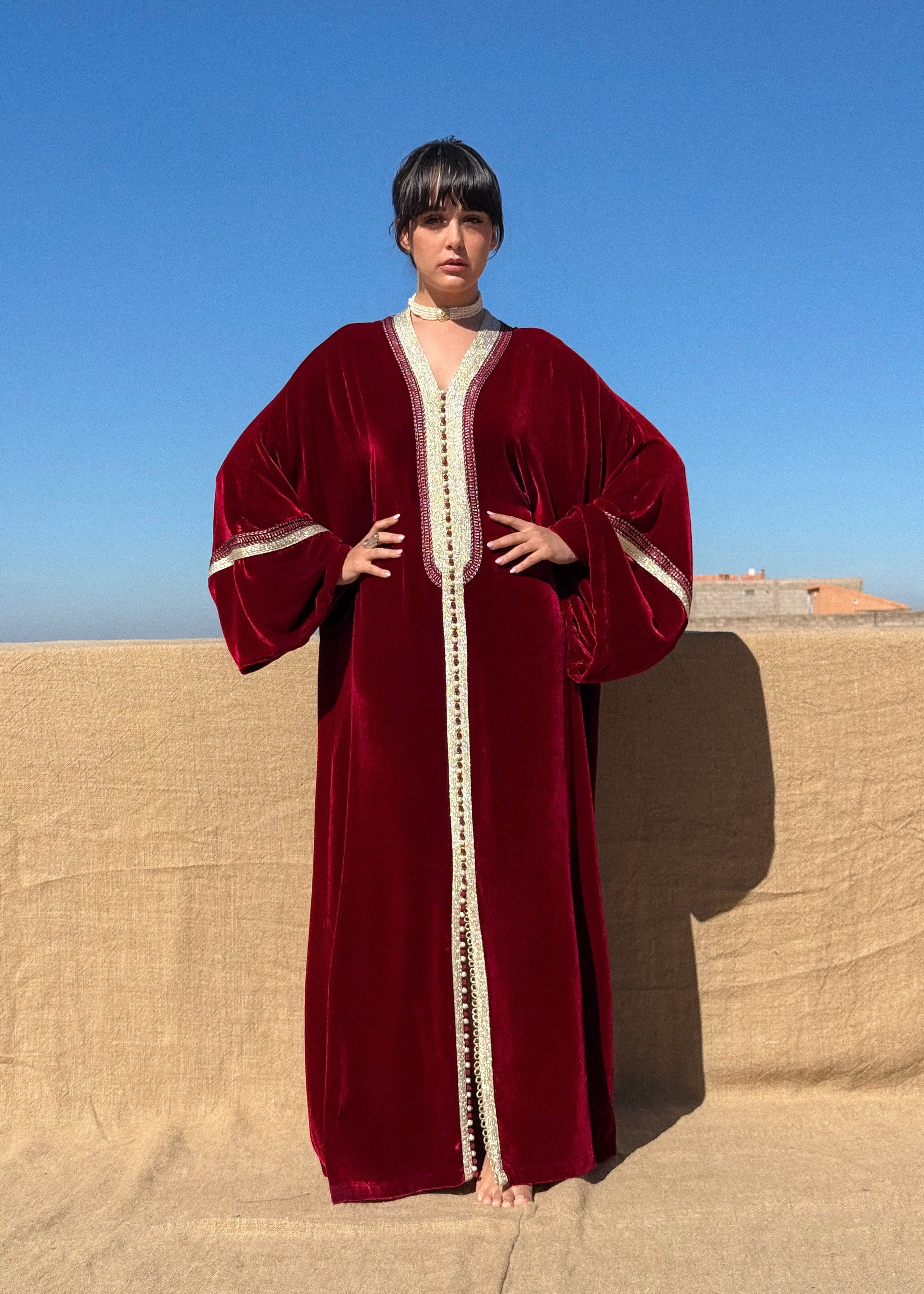 LAILA SILK VELVET KAFTAN
