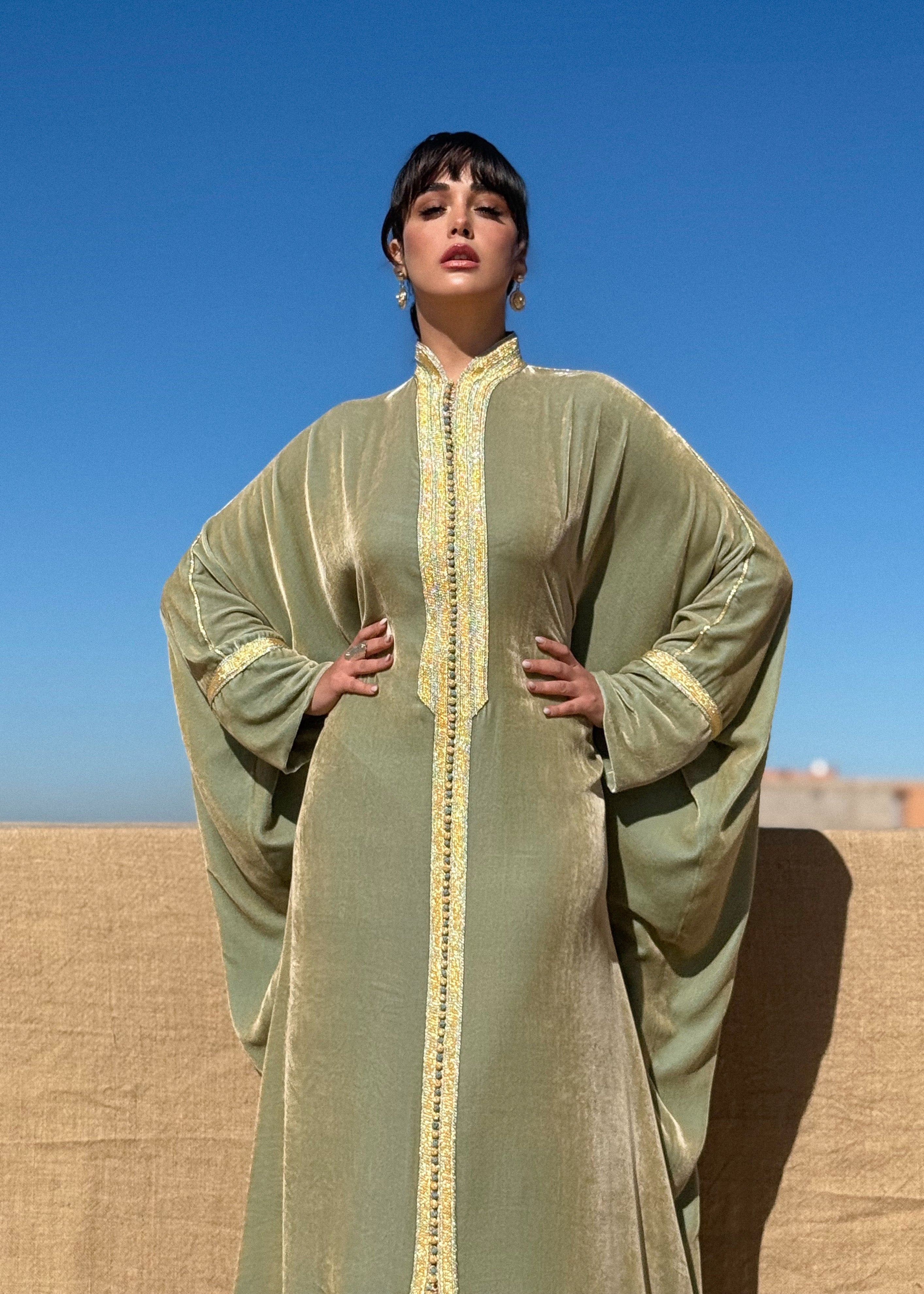 ABEER SILK VELVET KAFTAN