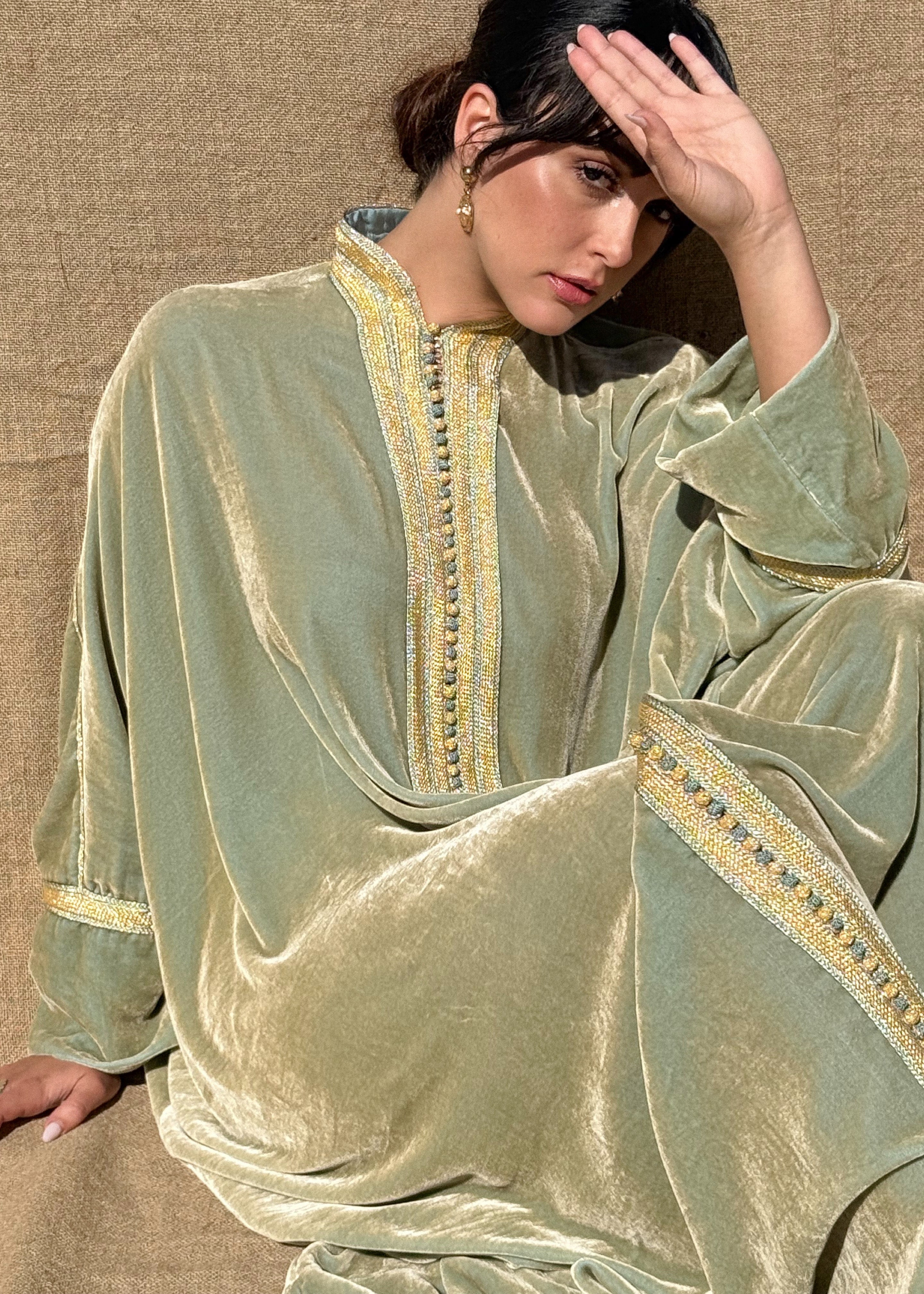 ABEER SILK VELVET KAFTAN